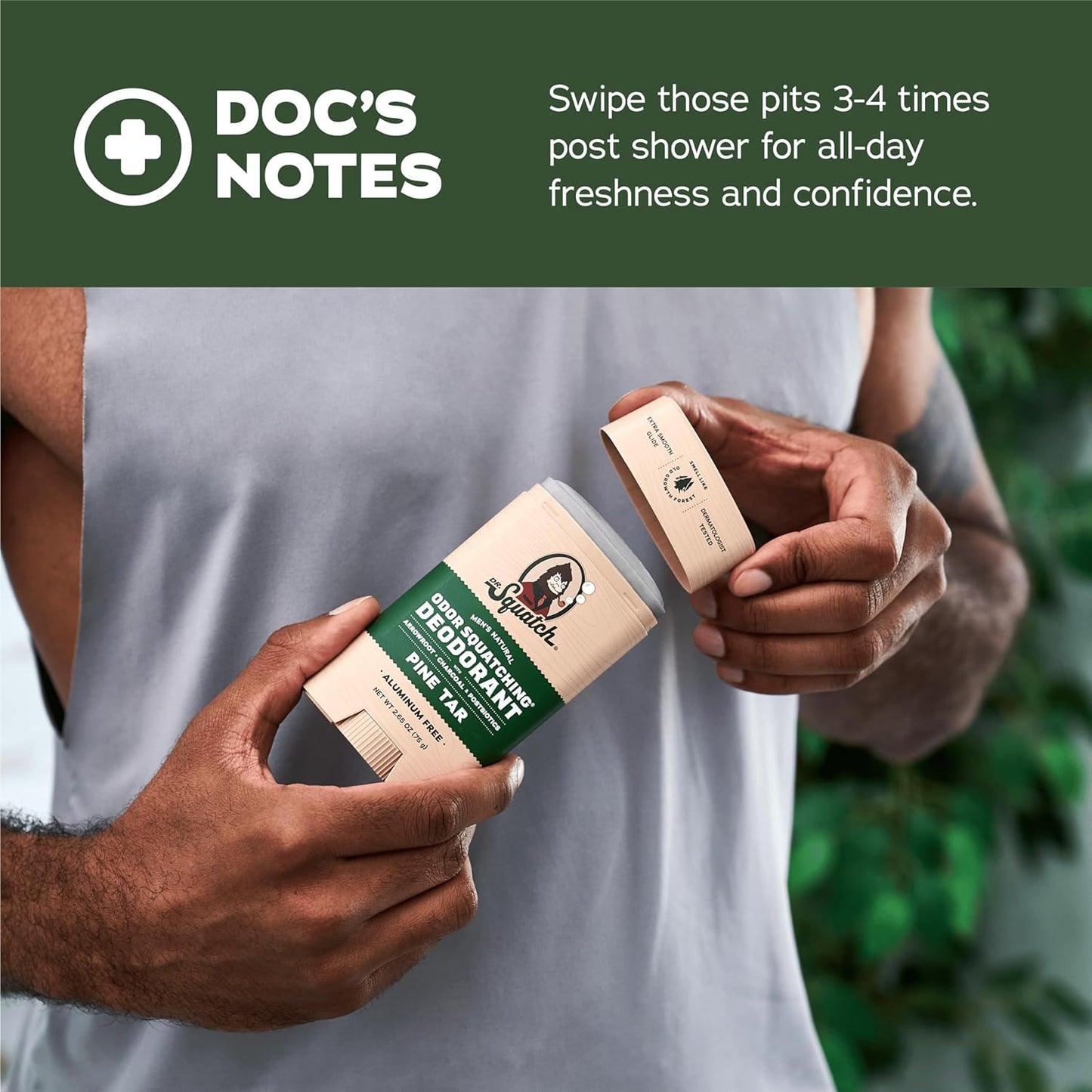 Natural Deodorant for Men - Odor-Squatching Aluminum Free - Pine Tar & Birchwood Breeze (2.65 Oz, 2-Pack)