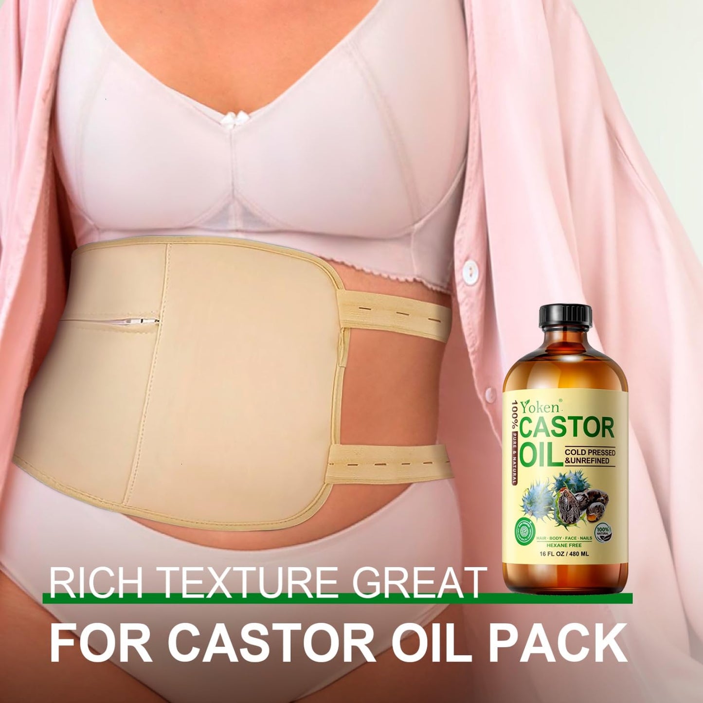 EWG Verified Castor Oil Glass Bottle 16 Fl Oz 100% Pure Natural Cold Pressed Castor Oil for Face, Body, Hair, Eyelash, Skin - Hexane Free, Unrefined, Virgin, Rich Fatty Acid for Caster Pack Wrap