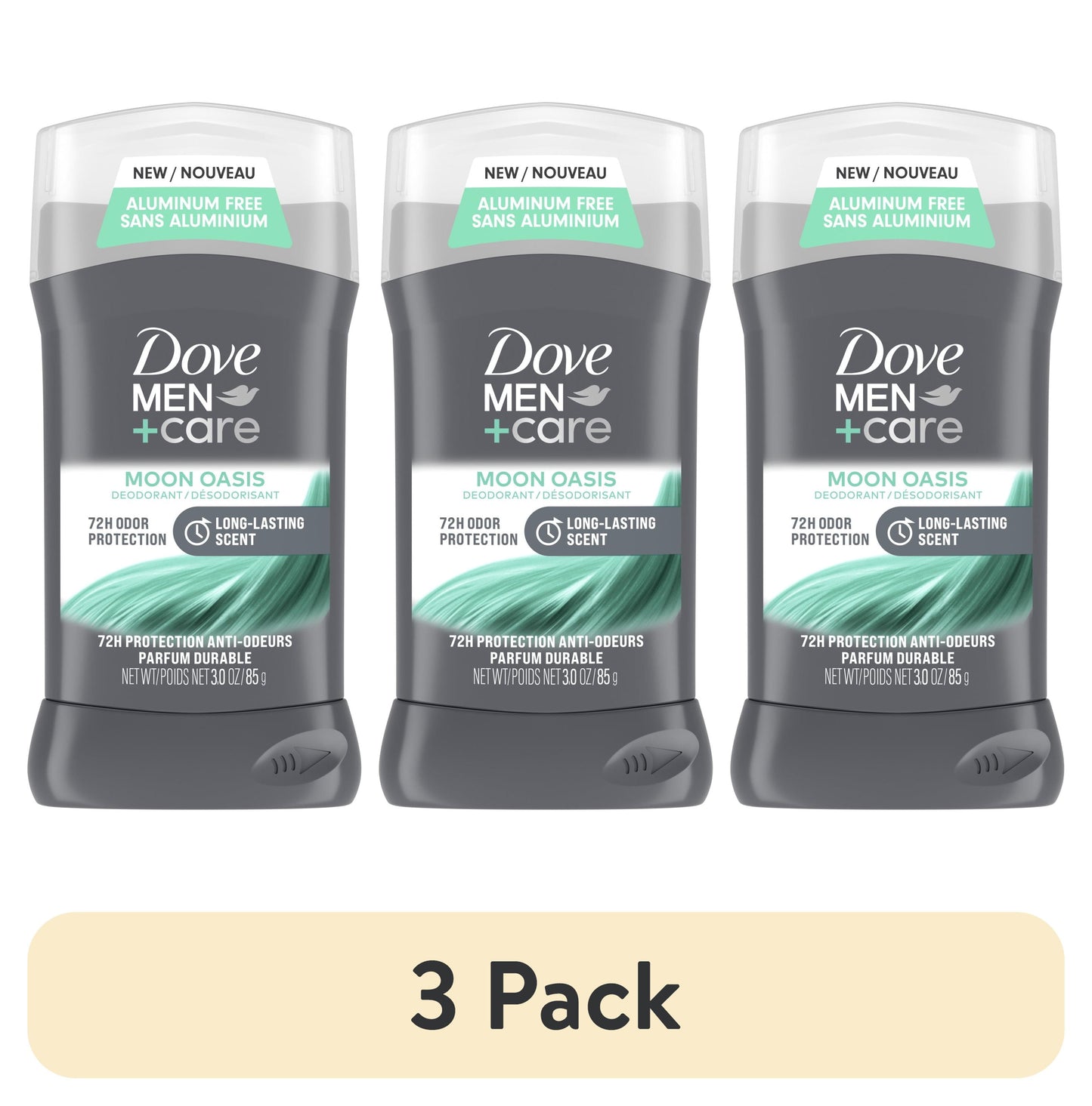 (3 Pack)  Deodorant for Men Moon Oasis Aluminum-Free, 3.Oz