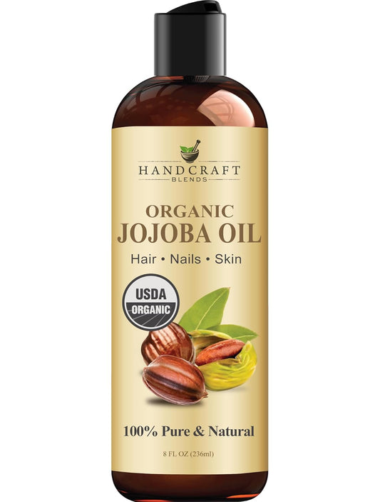 USDA Organic Jojoba Oil | Cold-Pressed | 8 Fl Oz | 100% Pure & Natural | for Hair, Skin & Face | Premium Grade Carrier Oil | for Massage & Aromatherapy | Hexane-Free