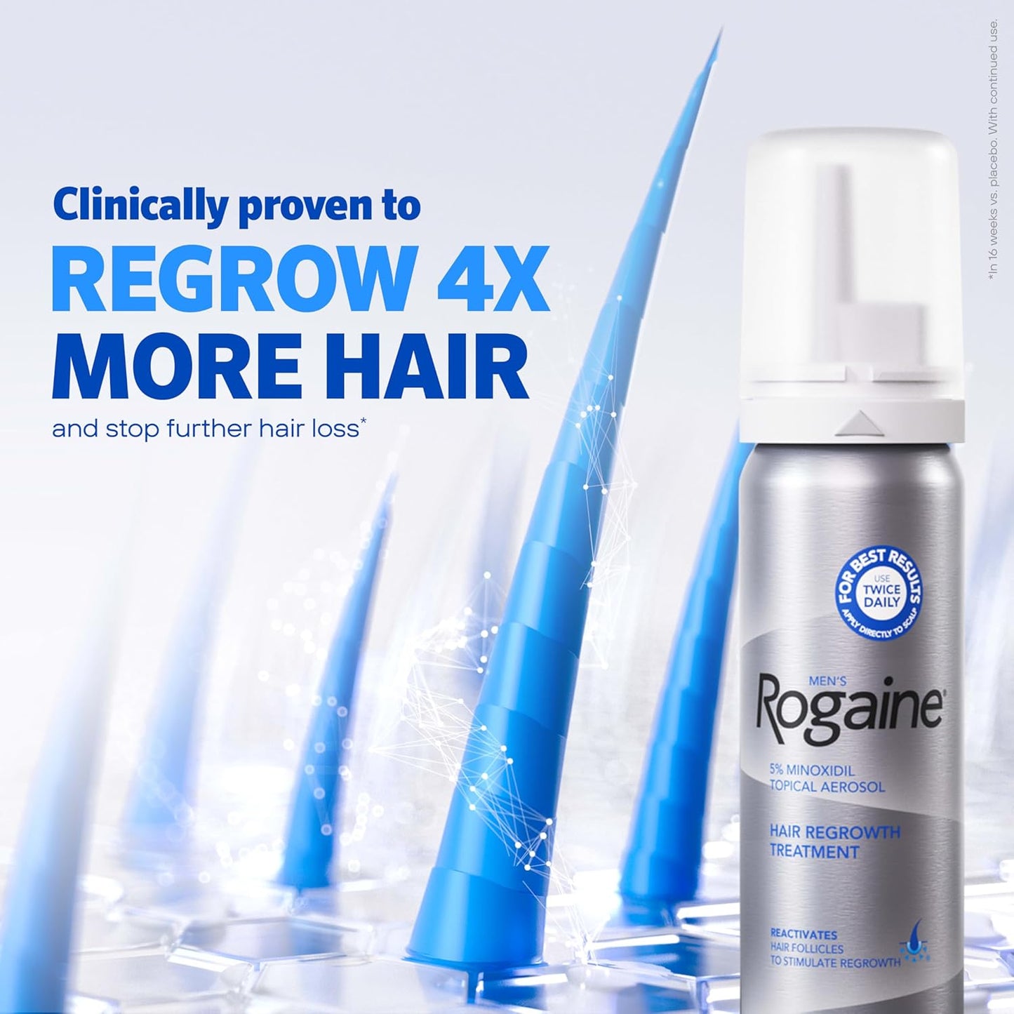 Men’S  5% Minoxidil for Men Foam, Clinically Proven Regrowth for Thinning Hair, Topical Hair Loss Treatment, Unscented Topical Aerosol, Results in 8–16 Weeks, 3-Month Supply, 3 X 2.11 Oz