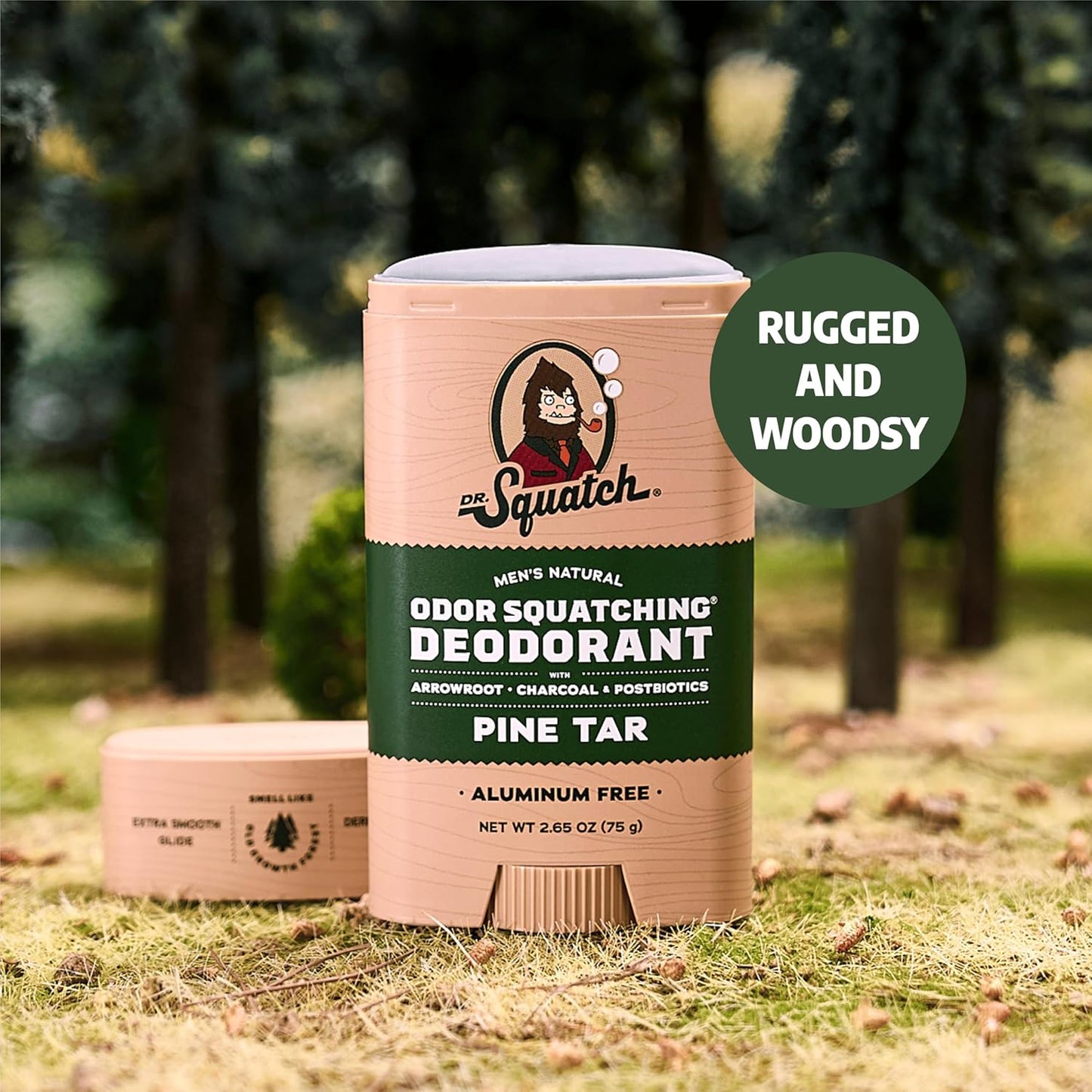 Natural Deodorant for Men - Odor-Squatching Aluminum Free - Pine Tar & Birchwood Breeze (2.65 Oz, 2-Pack)