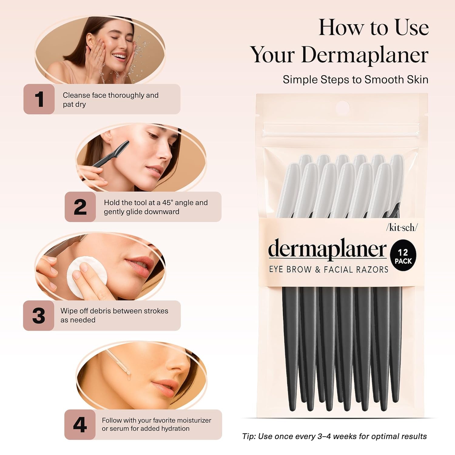 Dermaplane Razor for Women Face - Face Razors for Women and Men - Eyebrow Trimmer, Shaver, Recycled Plastic Dermaplaning and Skin Care Tool - Black, 12 Pcs