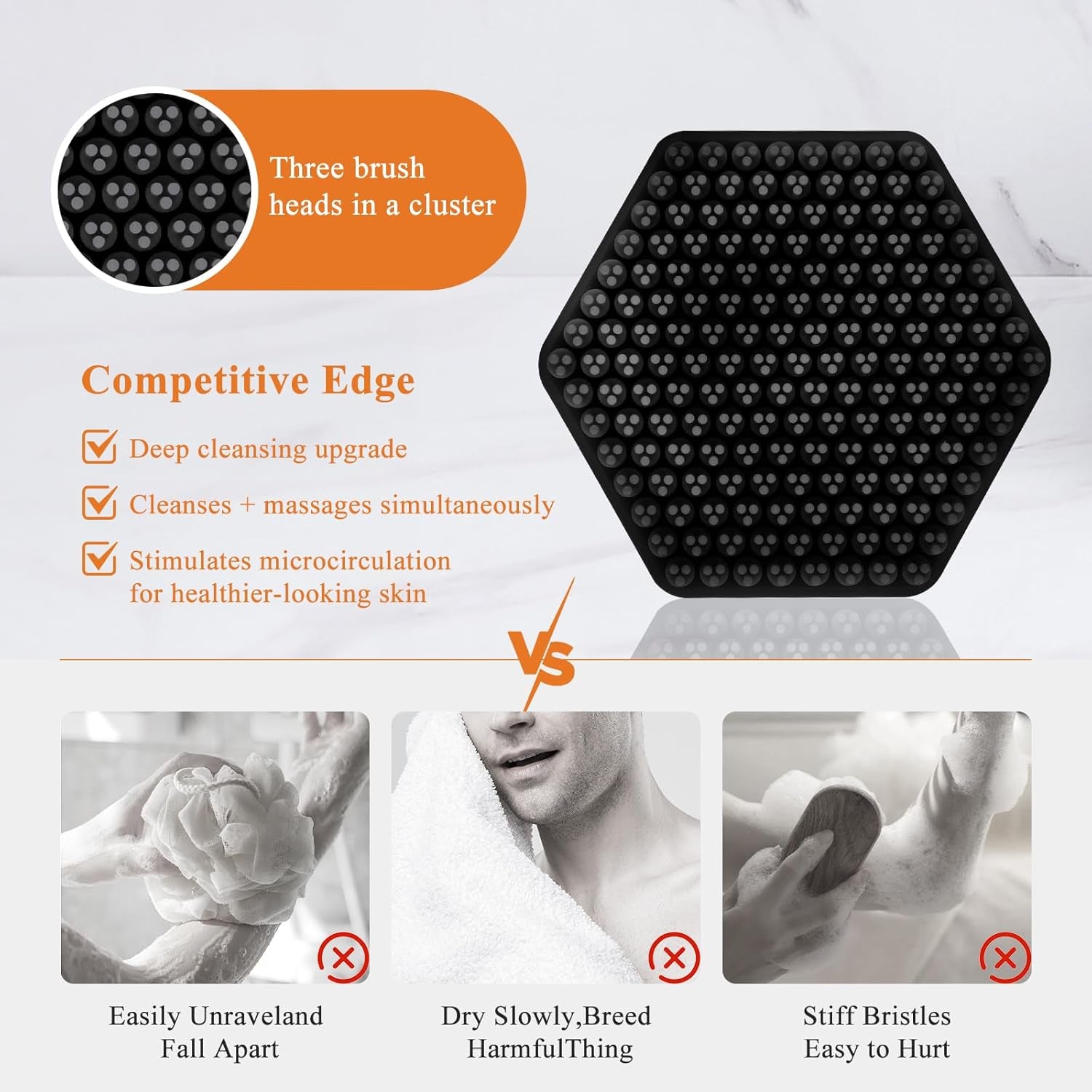 Silicone Face Scrubber for Men, Gentle Exfoliator Pad & Massager, Facial Cleansing Brush Silicone Face Wash Brush Removes Dead & Dry Skin (Black)