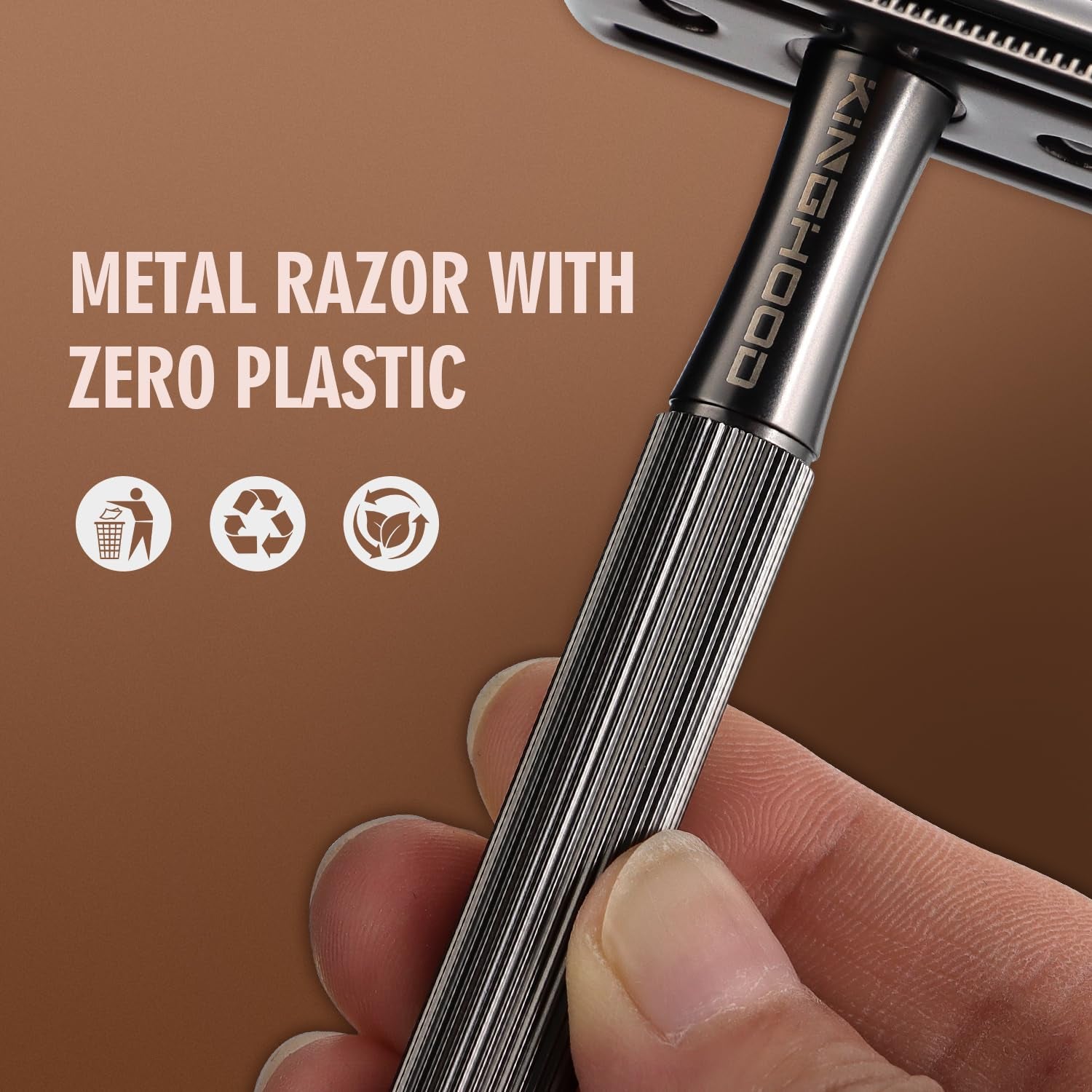 Brass Safety Razor with 10 Blades,One Blade Razor Reusable Razor Eco-Friendly Razor Long Handle & Weighted Razor,Double Edge Razor Single Blade Razor for Sensitive Skin