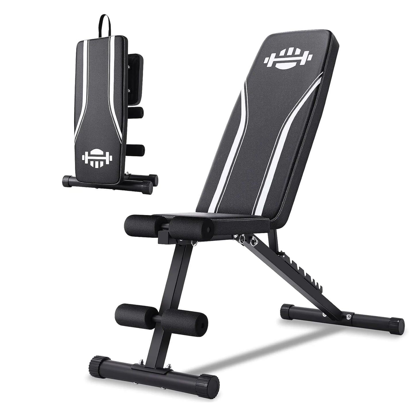 660LBS Foldable Weight Bench for Home Gym, Workout Bench Press with Fast 8 Adjustable Backrests, Incline/Flat/Decline Olympic Bench for Full Body Strength Training