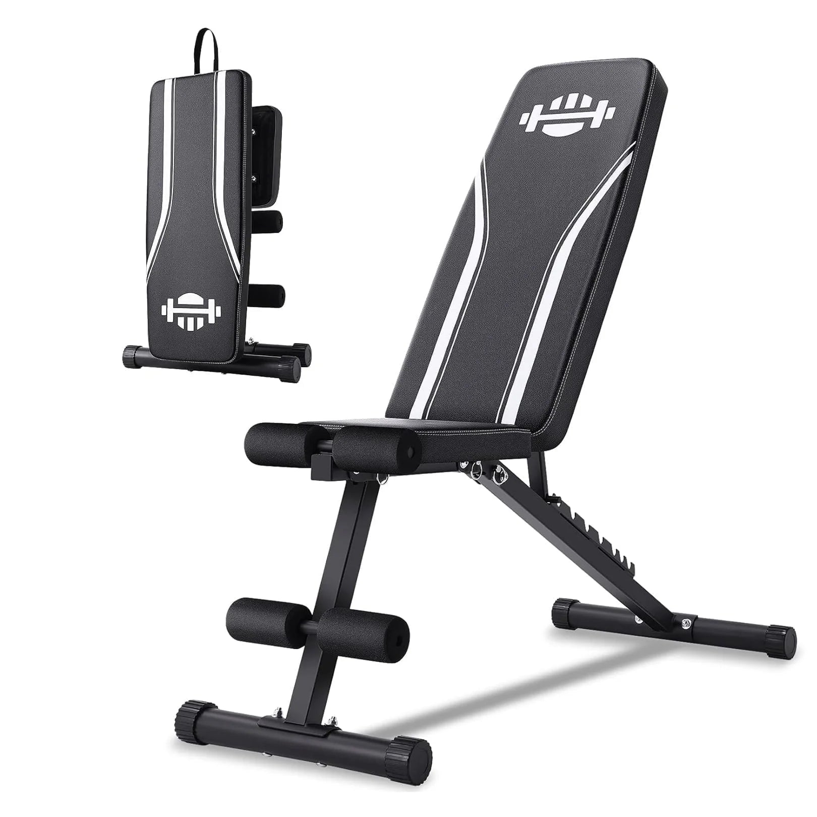 660LBS Foldable Weight Bench for Home Gym, Workout Bench Press with Fast 8 Adjustable Backrests, Incline/Flat/Decline Olympic Bench for Full Body Strength Training
