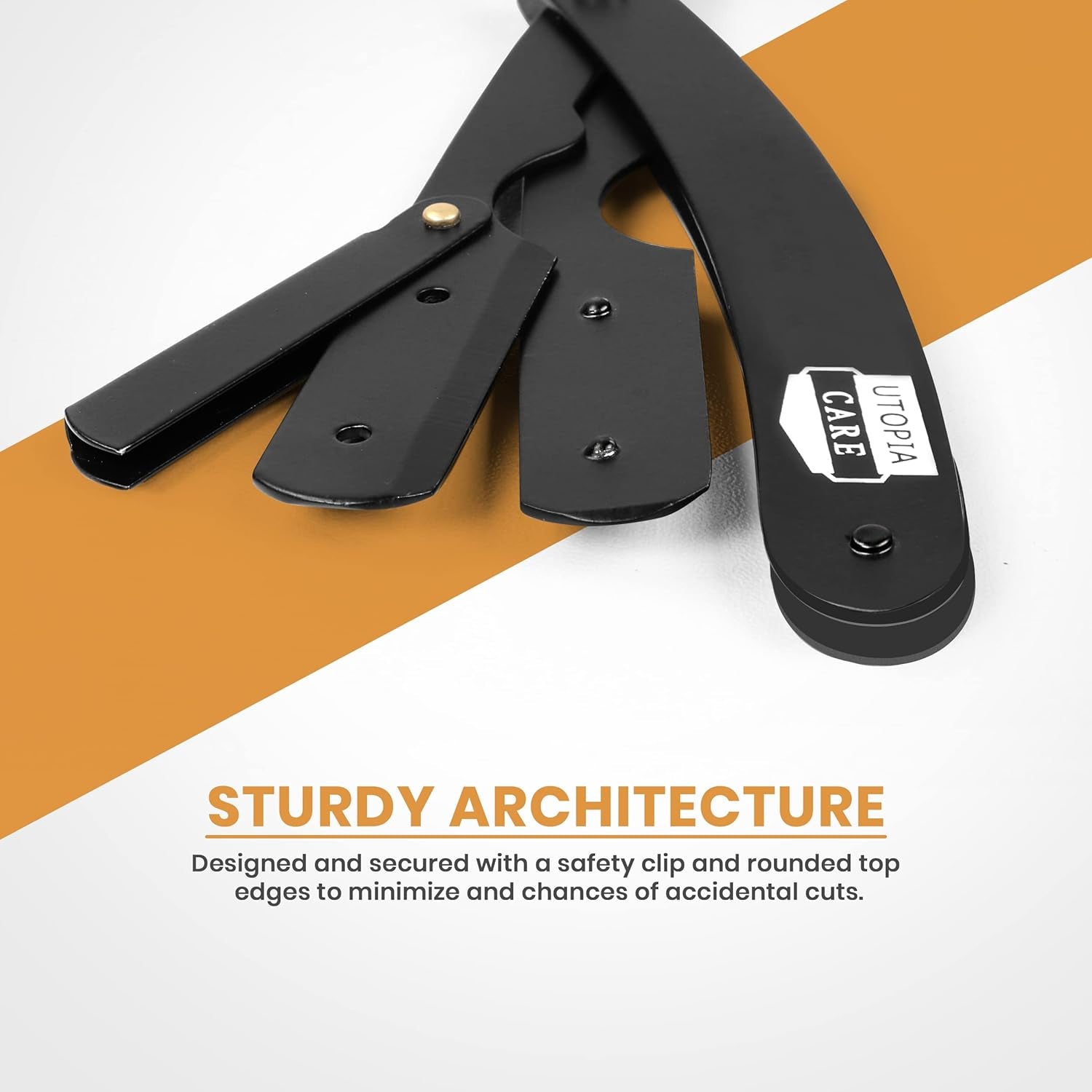 Professional Straight Razor for Men, Barber Straight Edge Razor Safety with 100 Pack Blades, Black