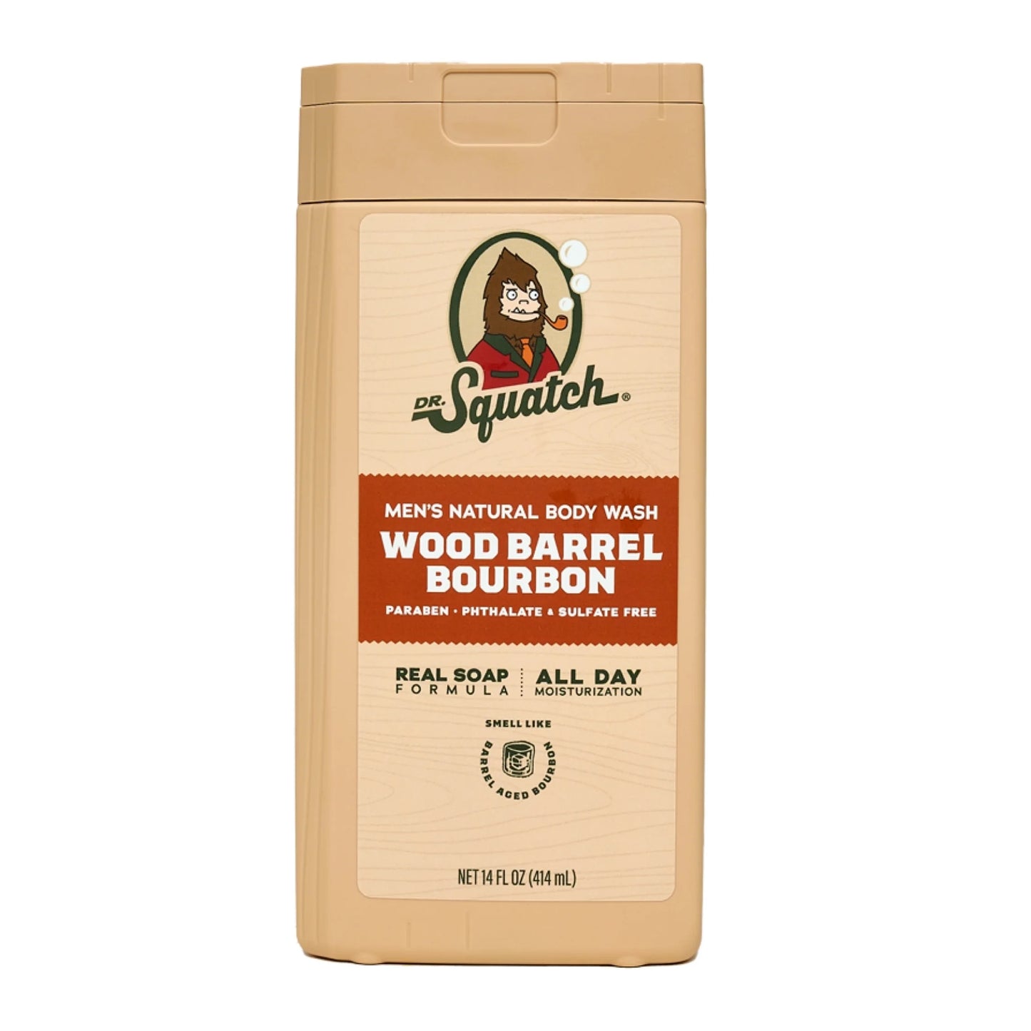 Wood Barrel Bourbon Natural Body Wash for Men, 14 Fl Oz