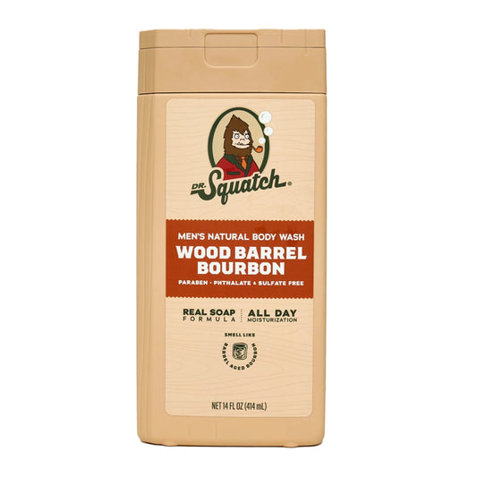 Wood Barrel Bourbon Natural Body Wash for Men, 14 Fl Oz