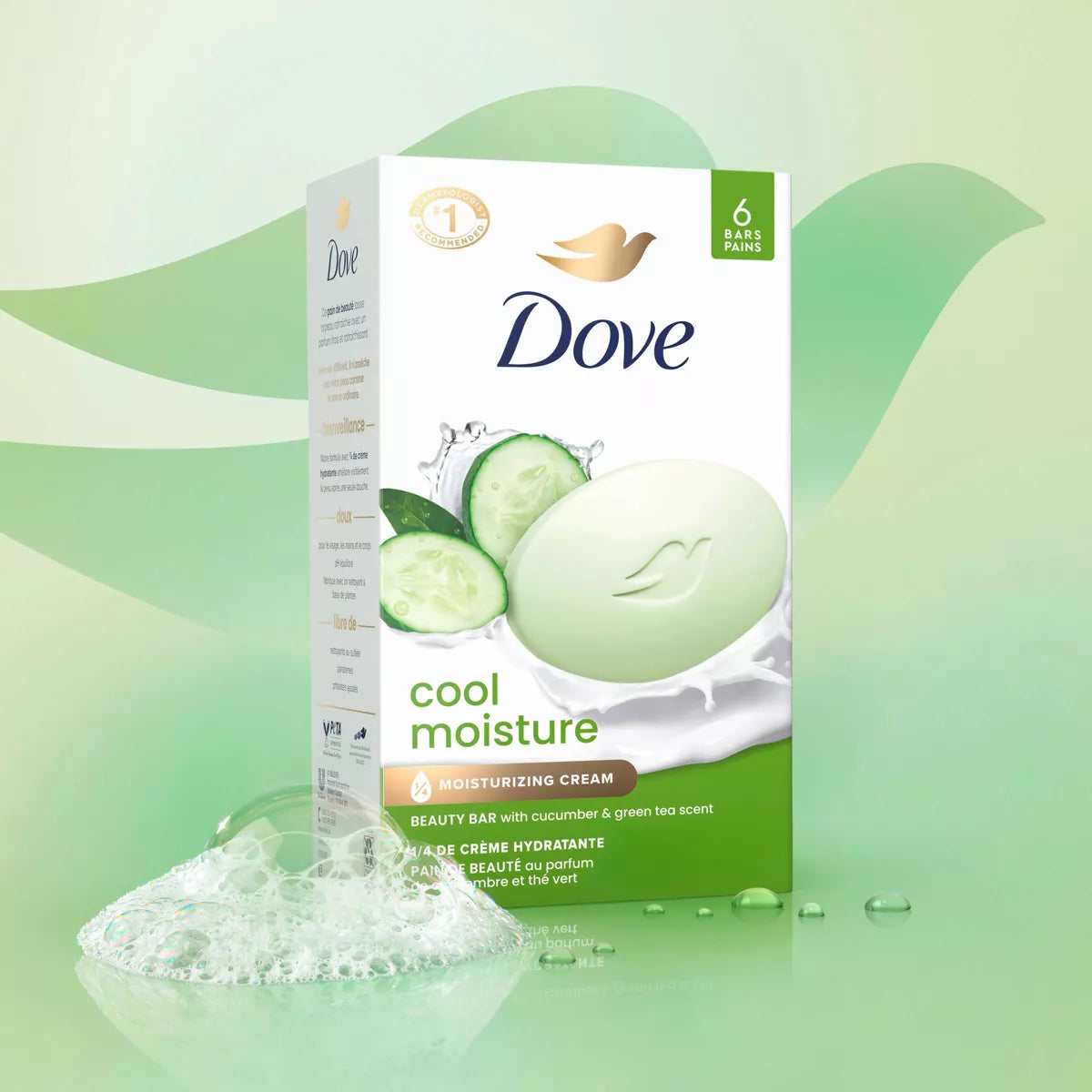 Dove Beauty Cool Moisture Beauty Bar Soap - Cucumber & Green Tea - 3.75Oz Each