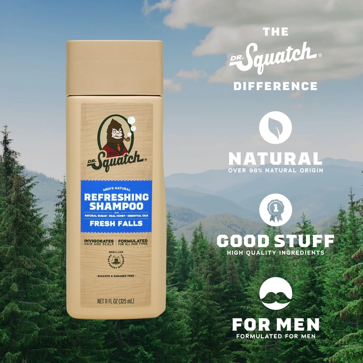 Fresh Falls Natural Hair Shampoo for Men, 11 Fl Oz
