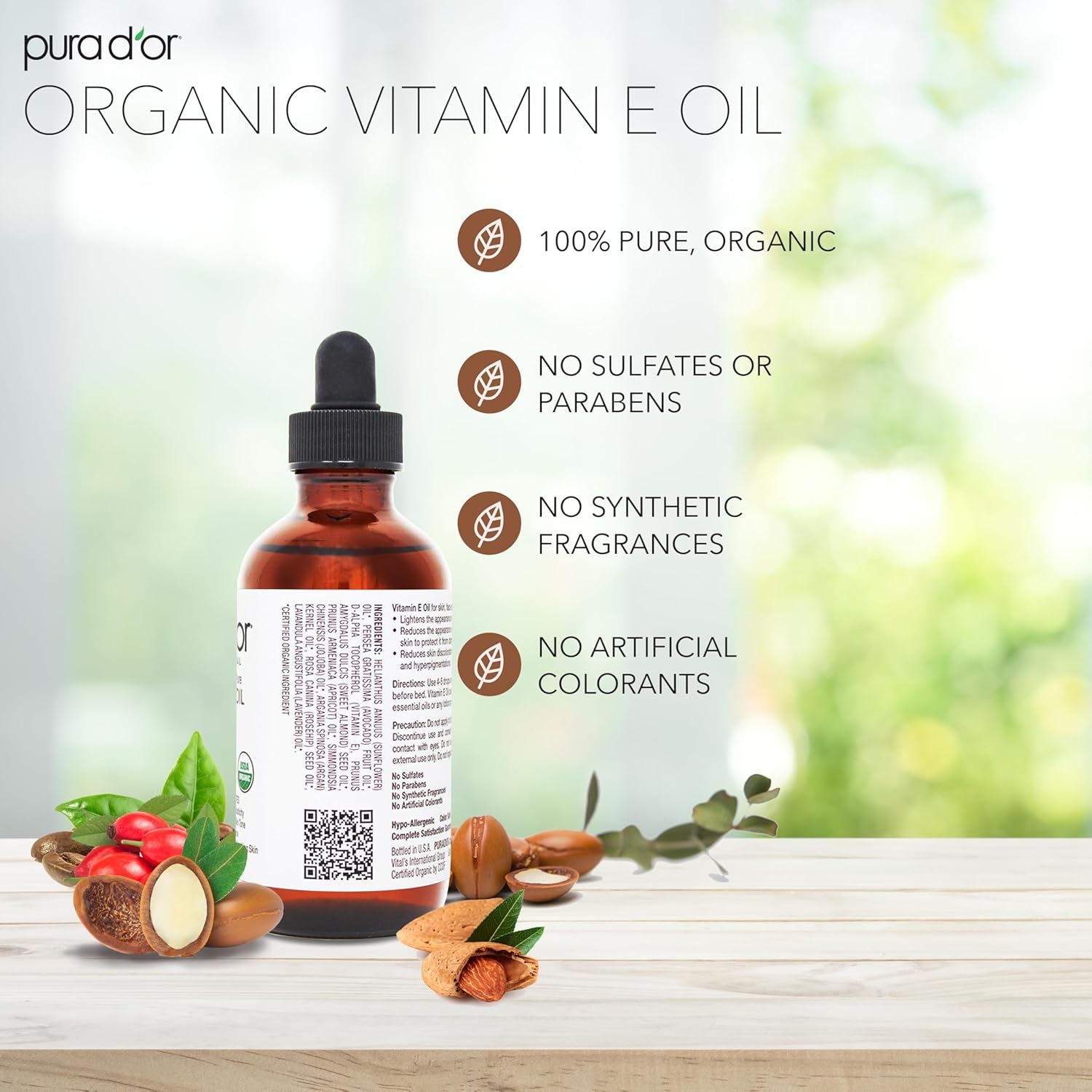 4 Oz ORGANIC Vitamin E Oil Blend - 100% Natural Hexane Free, Sweet Almond, Apricot, Jojoba, Argan, Rosehip, Sunflower & Avocado Bath Oil for Scars, Skin, Face & Full Body