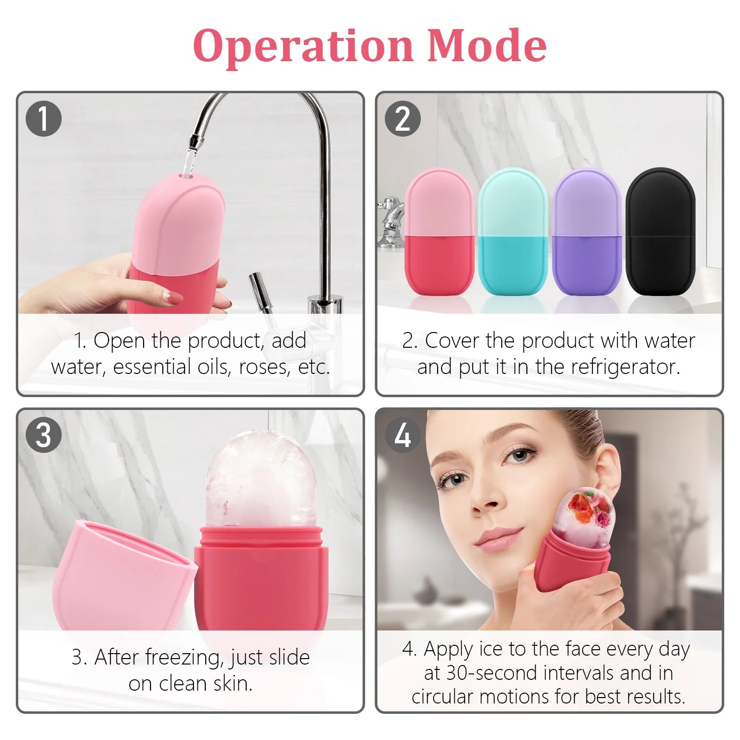Ice Roller for Face,  Ice Face Roller for Eyes, Guasha,Diy Silicone Ice Mold for Face Massager, Facial Beauty Ice Roller Skin Care Tools,Roller for Face&Eyes,Remove Fine Lines(Black)