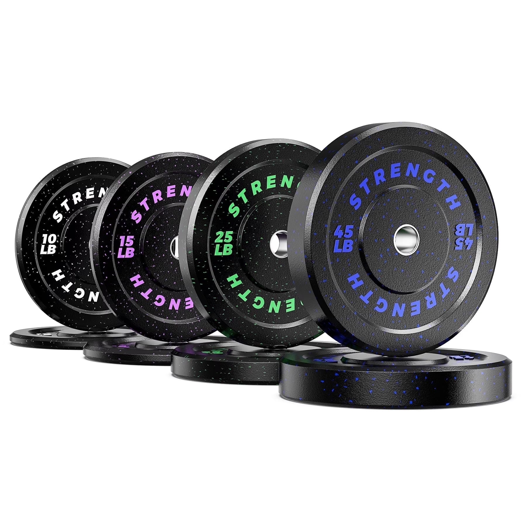 190Lb 2-Inch Olympic Weight Plates, Durable Recycled Rubber - Low Noise & Floor Protection - Quick Identification, 10Lb to 55Lb Weights - Ideal for Weightlifting & Crossfit