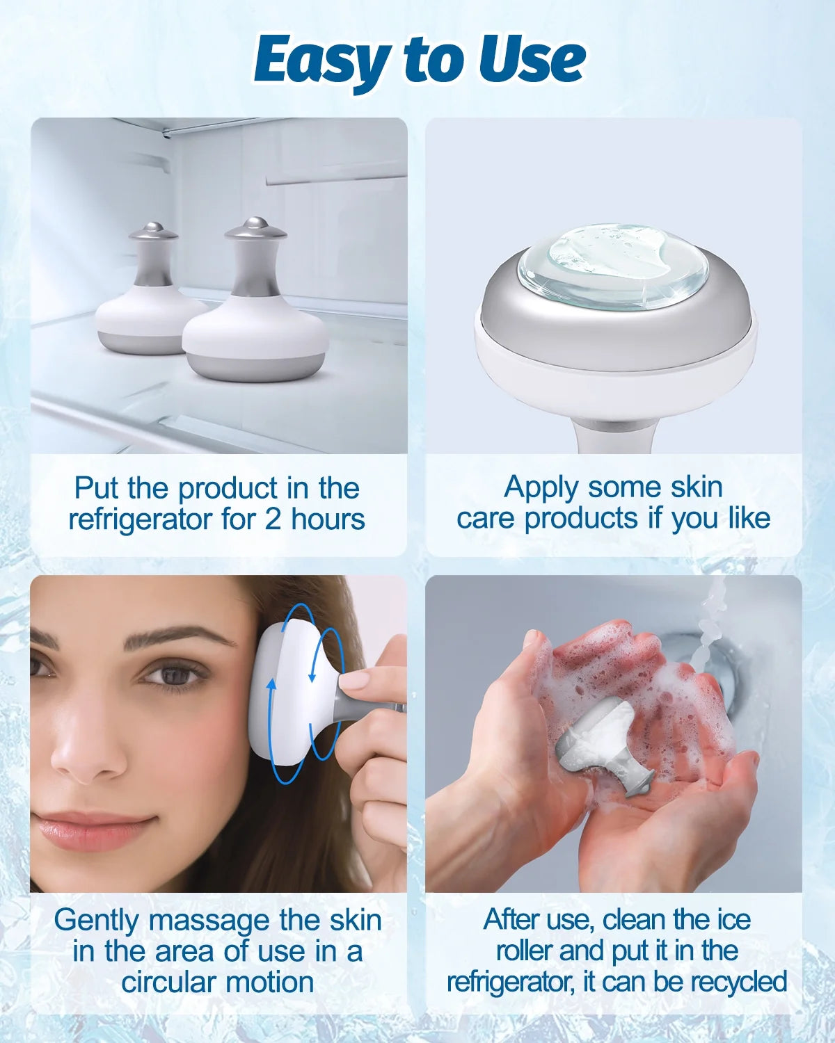 Facial Ice Roller for Face, 2 Ice Globes for Long Lasting Cold,Face&Eye Roller for Puffy Eyes and Cold Massage for Migraines,Gift for Her
