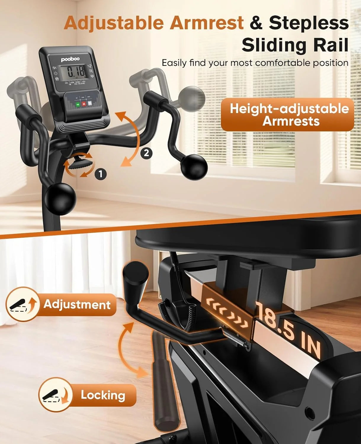 Magnetic Build-In Bluetooth Recumbent Exercise Bike with Adjustable and Comfortable Seat, Light Commercial Stationary Bike with Arm Workout for Adult/Seniors Home Exercise, 400LBS