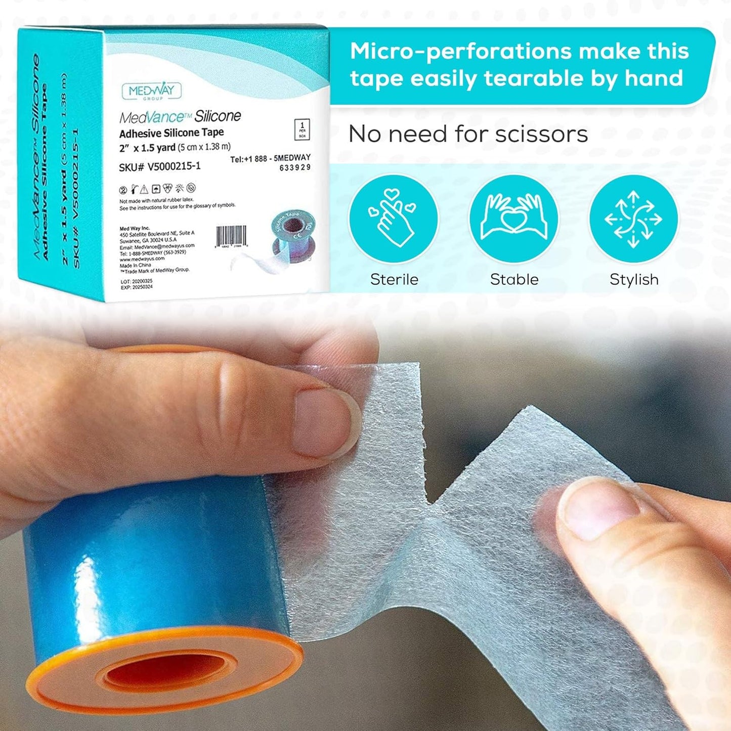 Silicone Tape 2" Wide Soft with Perforation and Cuttable (1 Pack, 1.5 Yards)