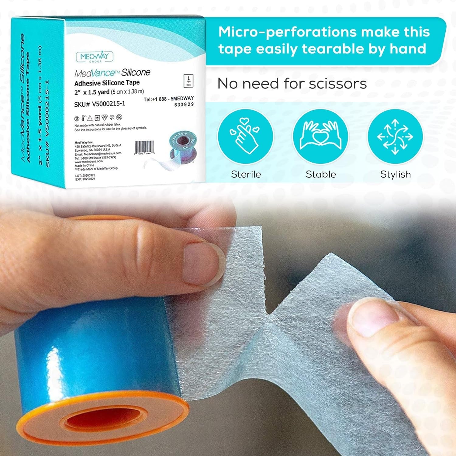 Silicone Tape 2" Wide Soft with Perforation and Cuttable (1 Pack, 1.5 Yards)