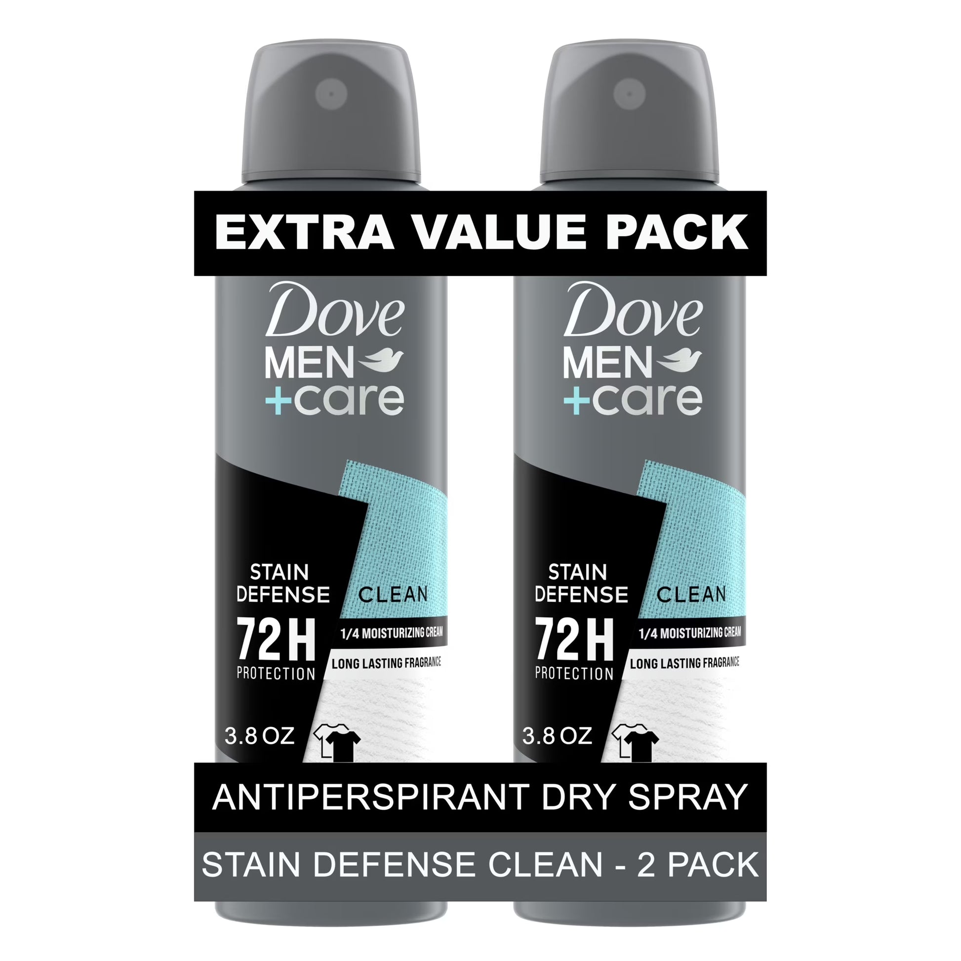 Antiperspirant Deodorant Spray for Men Stain Defense Clean, 3.8 Oz 2 Count