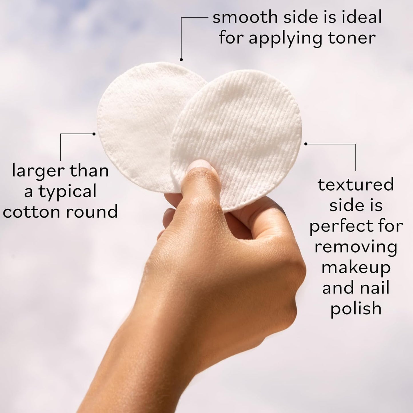 Organic Large Oval Cotton Pads, 100% Pure Organic Cotton, GOTS Certified Cotton, Dual Textured Design, for Makeup Removal, Cleansing, Toner Application W Ebook