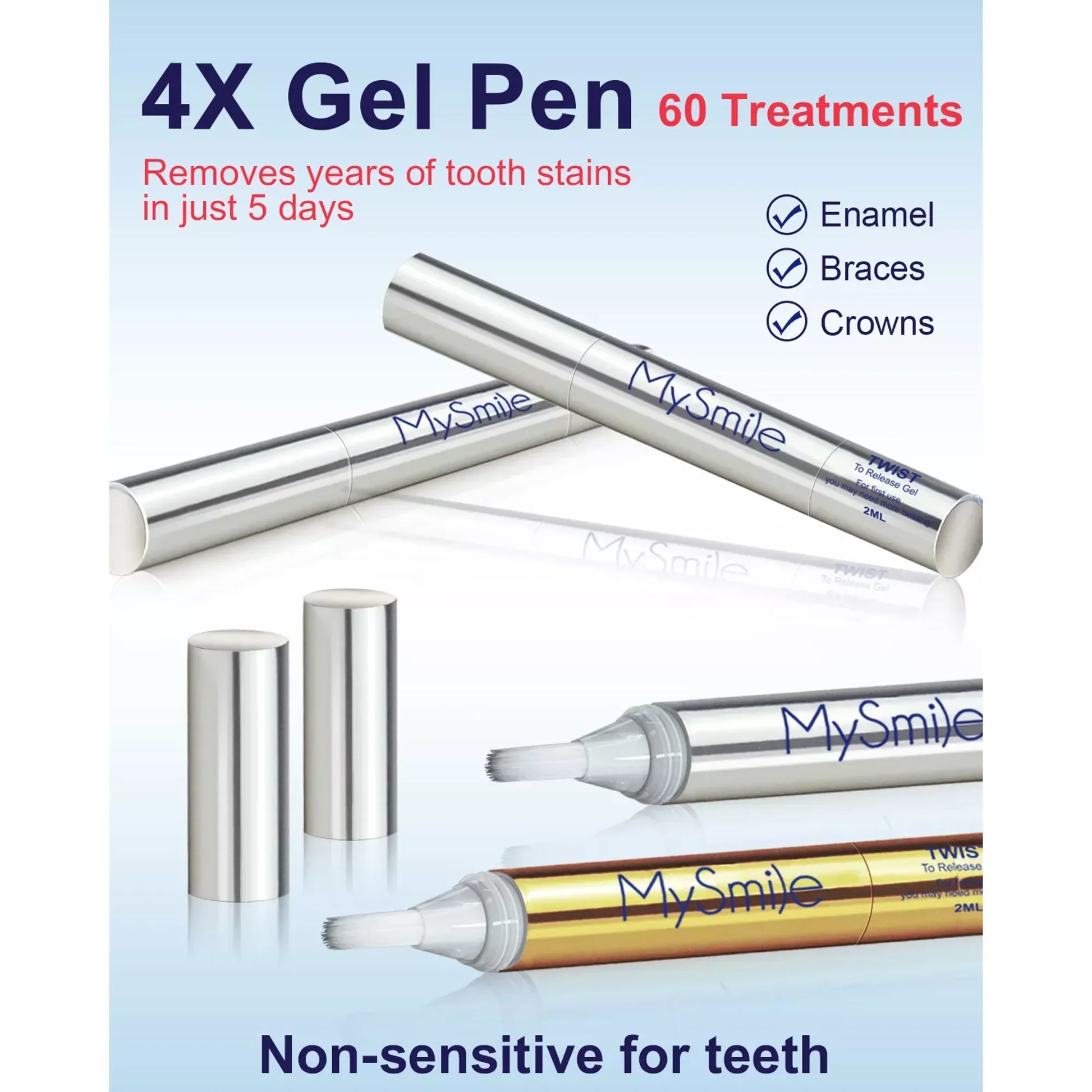 2Packs Deluxe Teeth Whitening Kit with 28-LED Light, 8X Teeth Whitening Pen Whitening Gel Refills, 10Mins Results, Remove 10 Years of Stains