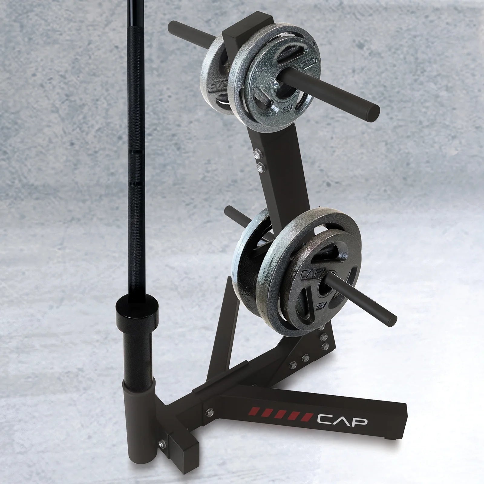 Hybrid Olympic and Standard Weight Plate Storage Rack