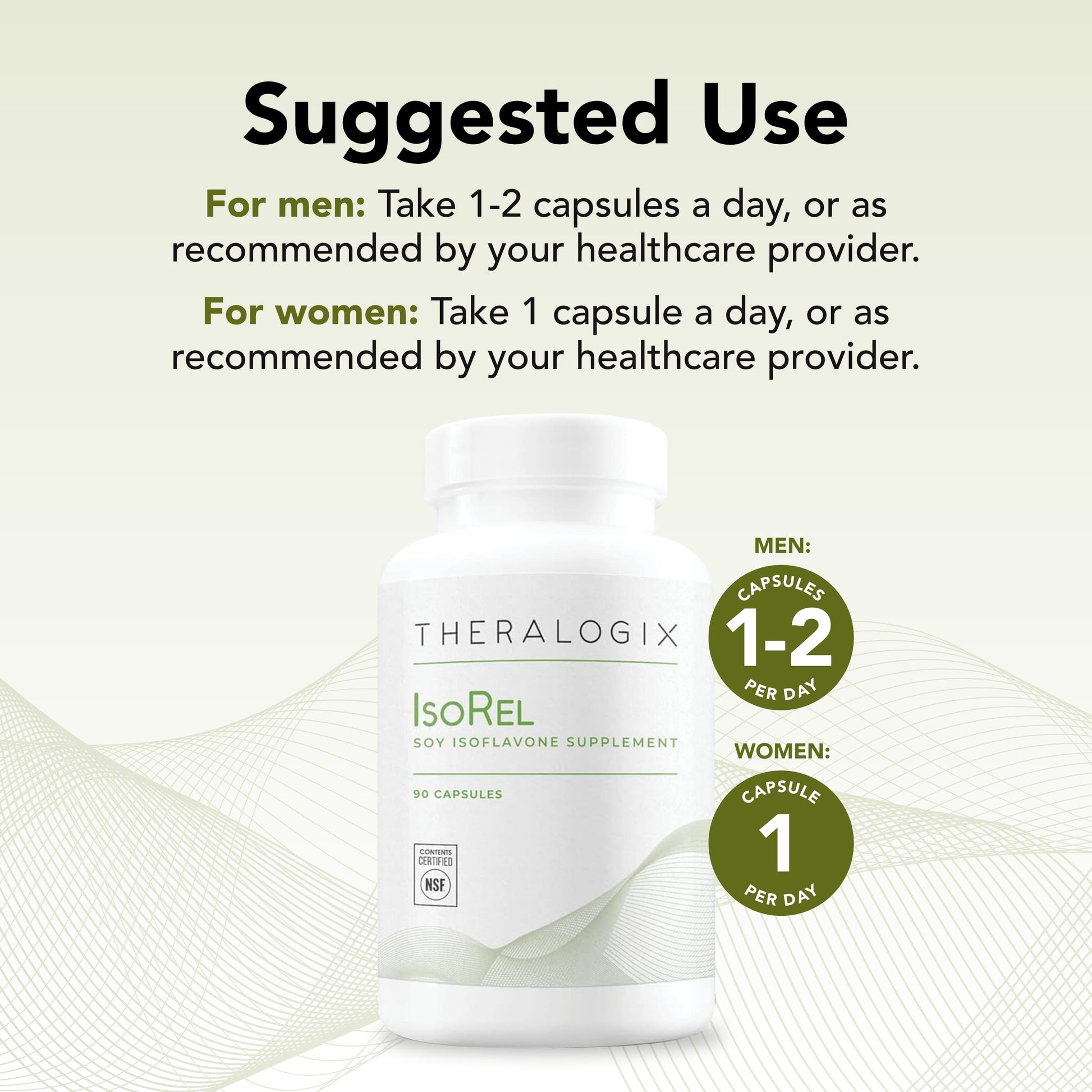 Isorel Whole Soybean Extract Supplement - 90-Day Supply - Menopause Support to Aid Hot Flashes - Prostate Health Support for Men - NSF Certified - 90 Capsules