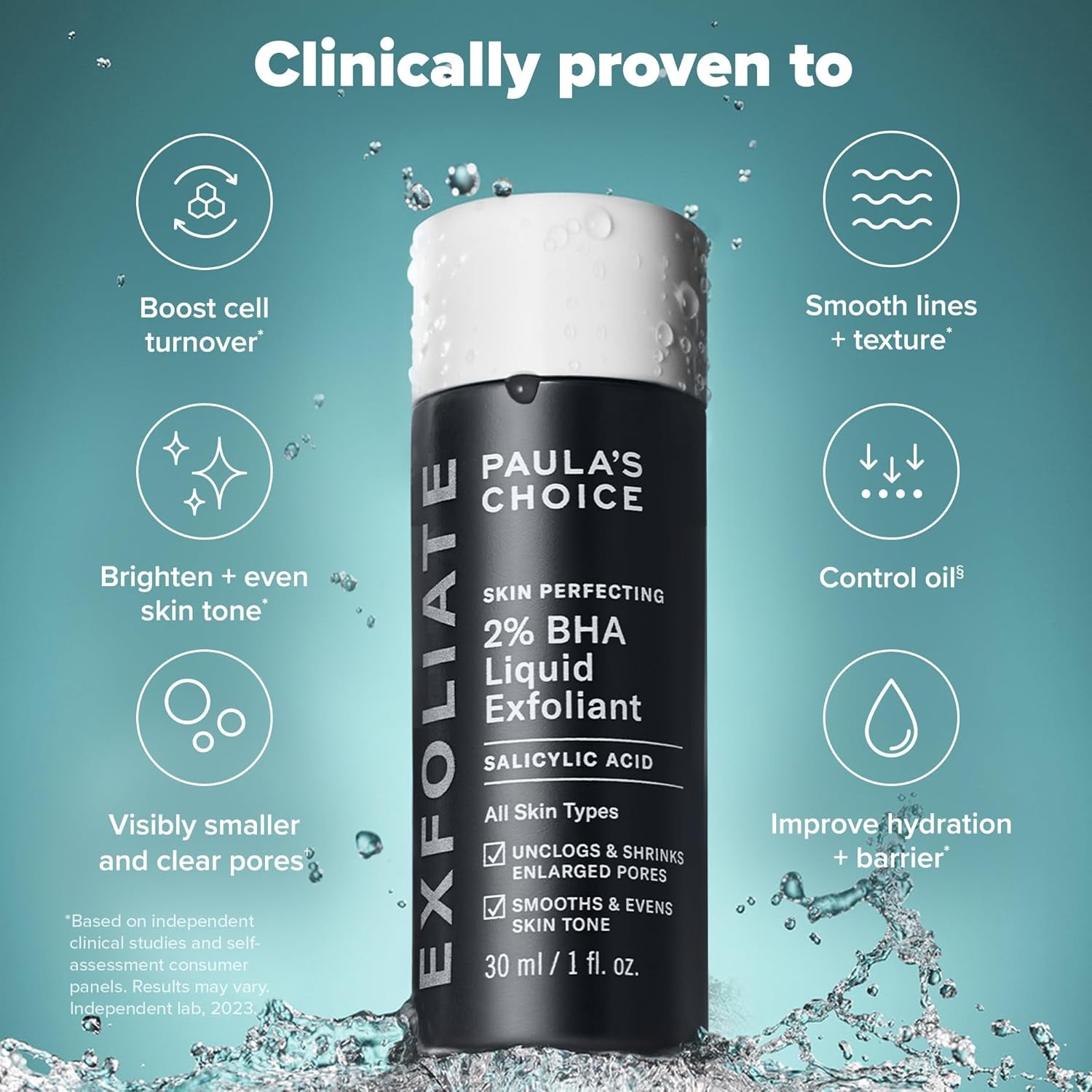 SKIN PERFECTING 2% BHA Liquid Exfoliant Polish, Salicylic Acid Exfoliant-Facial Polish for Enlarged Pores, Wrinkles & Fine Lines, Suitable for Blackhead-Prone Skin, Fragrance-Free