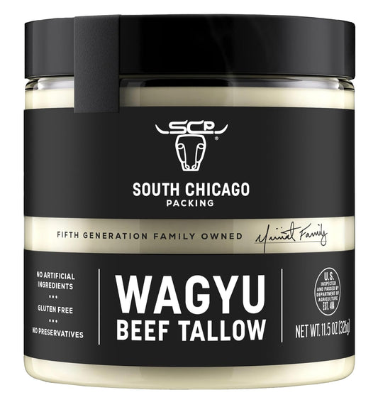 Wagyu Beef Tallow, 11.5 Oz Glass Jar, Perfect for Searing, Sauteing, Cooking, Pa