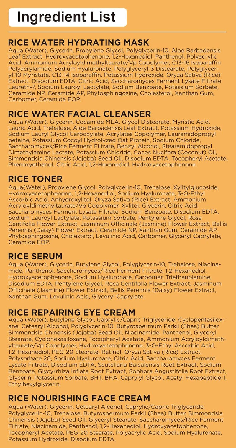 Skin Care Set,Women Teen Glass Skincare Rice Water Hydrate Glow Repair Anti-Aging Facial Routine Kit Gift Set for Womens Mom Wife Teenager Girl Birthday Trendy Stuff Christmas Gifts Stocking Stuffers