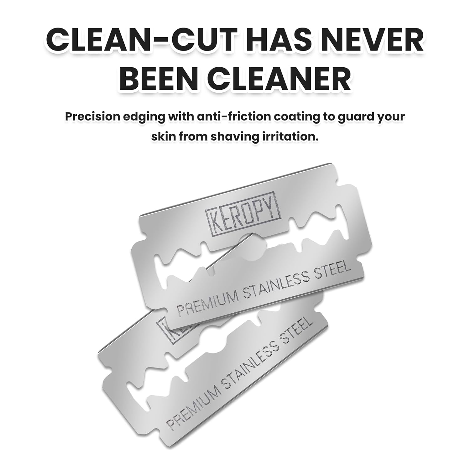 Double Edge Safety Razor Blades-50 Count Premium Razor Blades, Surgical Stainless Steel with Chromium Coating&3X Sharper Edges, Zero Irritation, Fits Most of Safety Razors, Sensitive Skin Safe