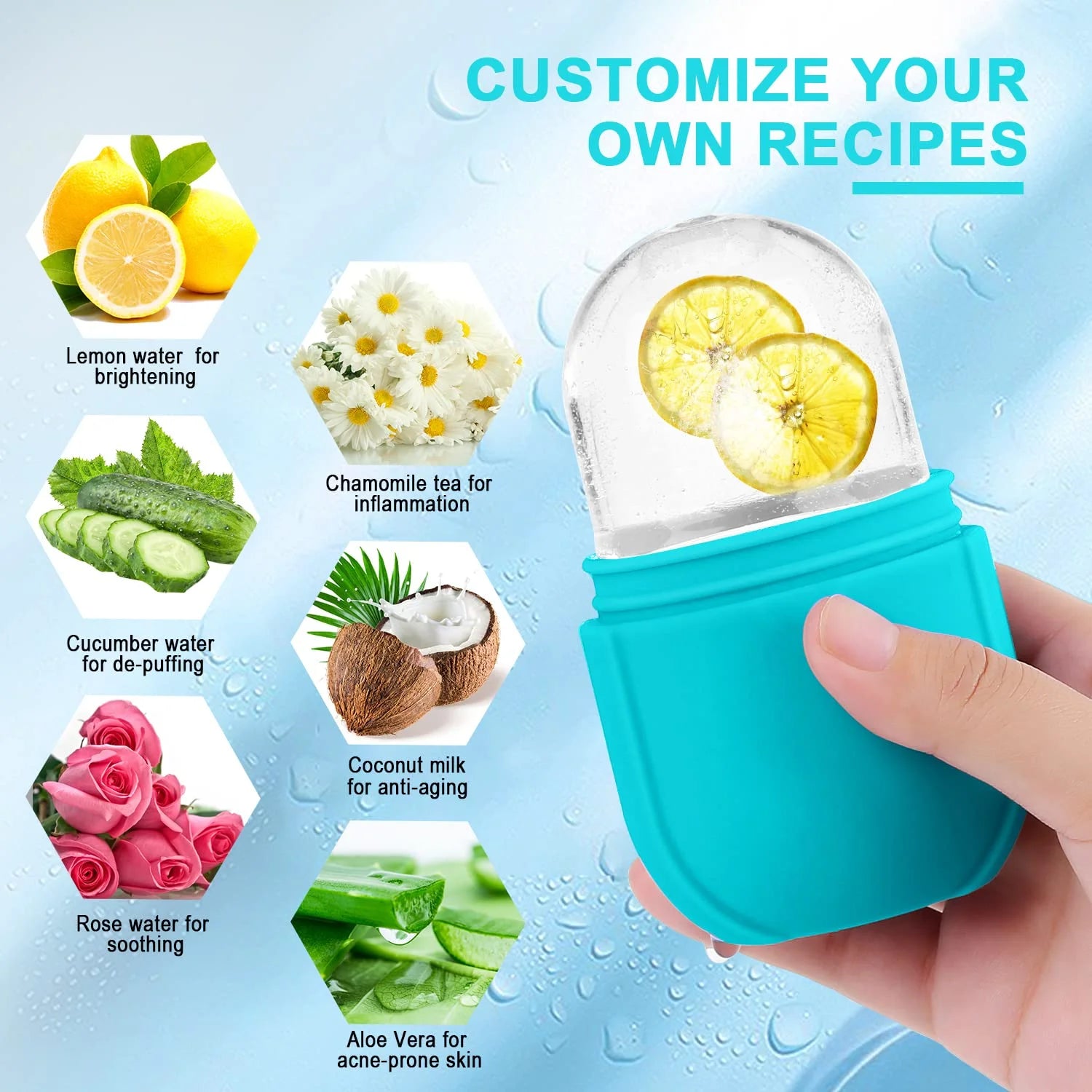Ice Roller for Face and Eye - Upgrated Ice Facial Roller Massage Shrink Pore Skin Care Tools Reusable Ice Stick Remove Dark Circle Ice Face Mold Sphere for Brighten Lubricate Fine Lines