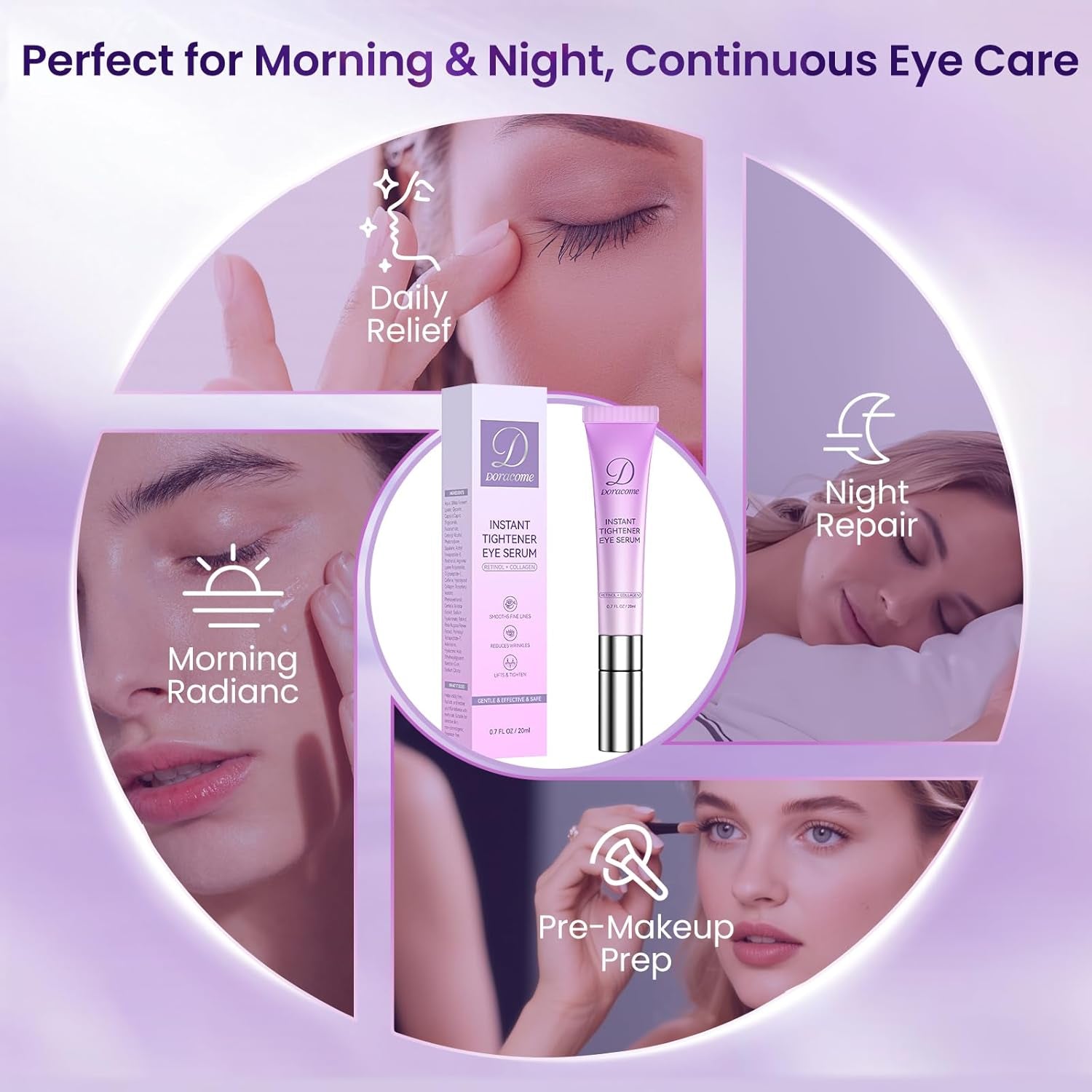 Caffeine & Retinol under Eye Serum – Dermatologist-Tested, Fast Absorbing, Correction for Puffy Eye Bags Fine Lines Dark Circles Wrinkles While Providing Moisturizing Care