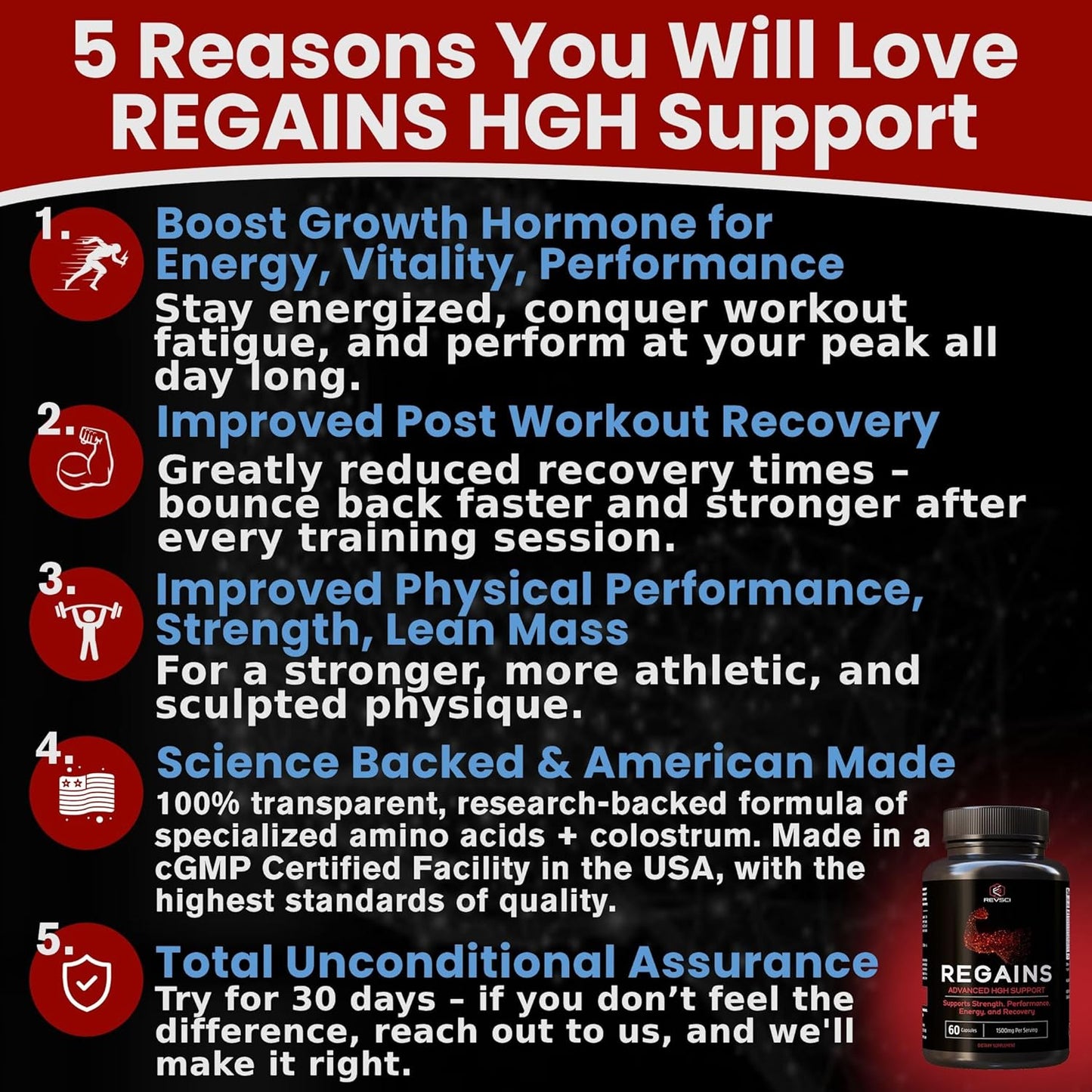 Regains HGH Supplements for Men & Women - Natural GH Boost, HGH Human Growth