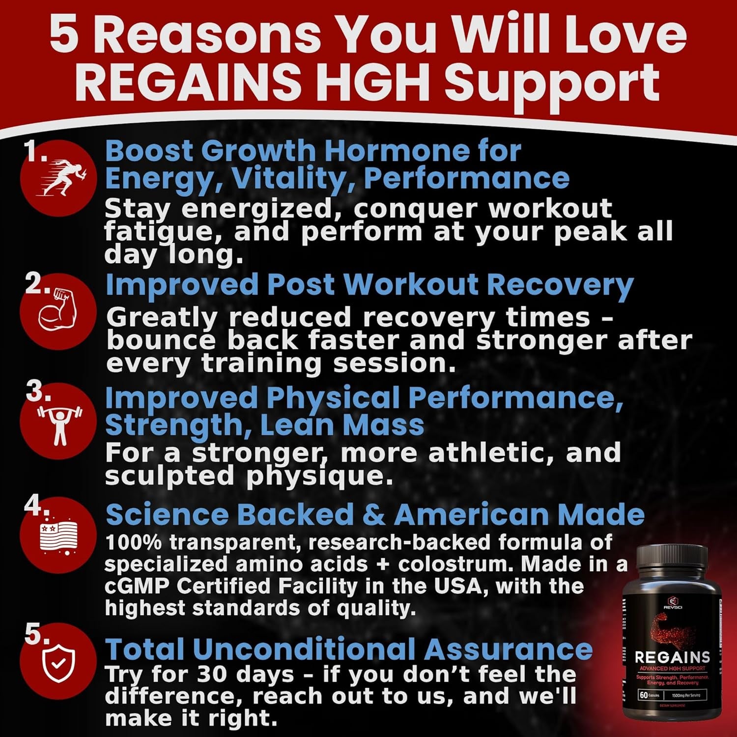 Regains HGH Supplements for Men & Women - Natural GH Boost, HGH Human Growth