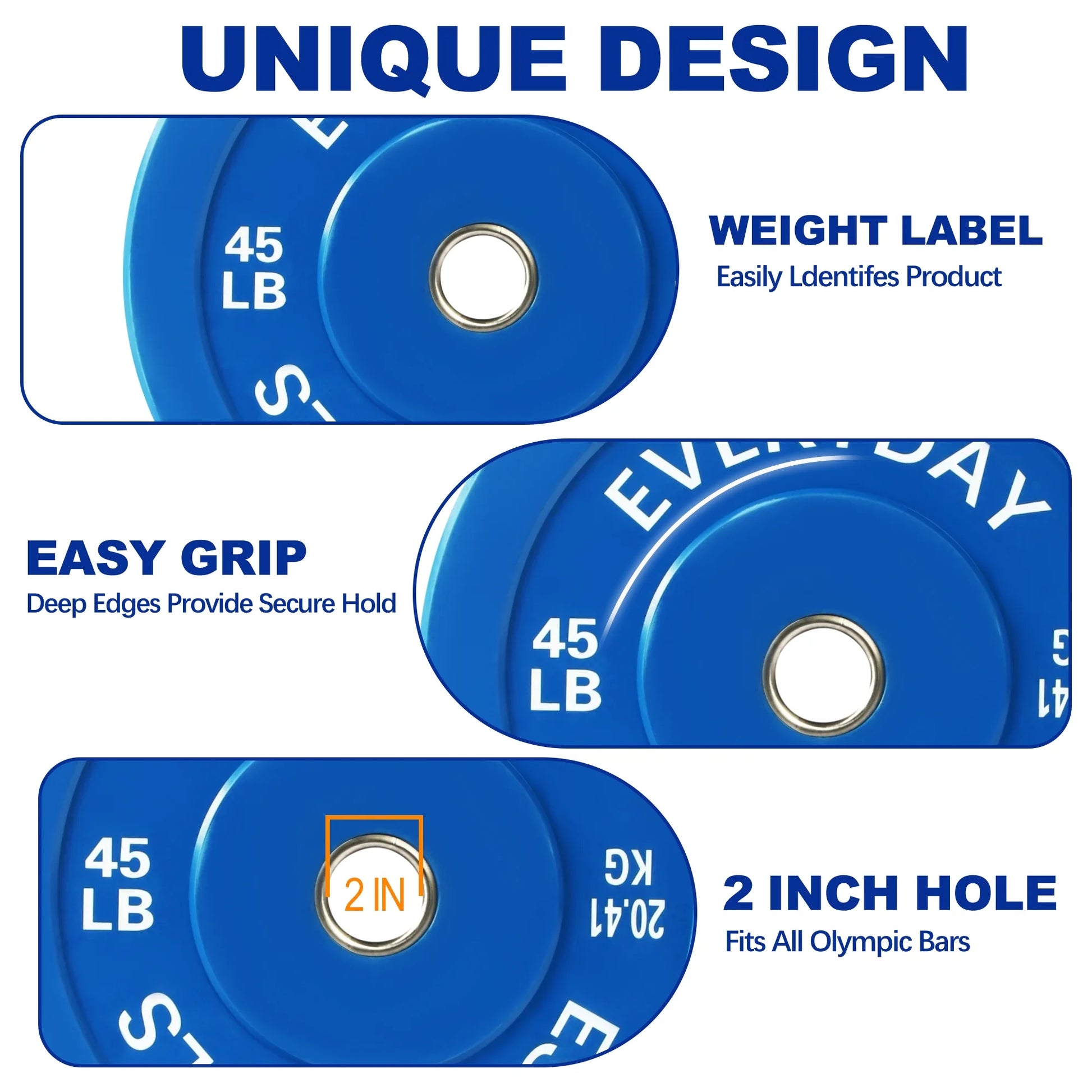 (3 Pack)  Olympic Bumper Plate Weight Plate, 45 Lbs Pair Color