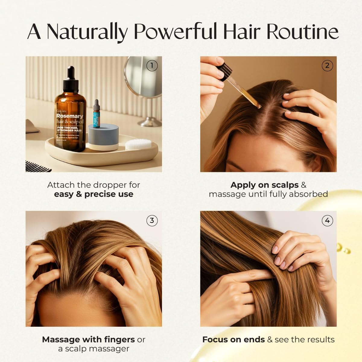Rosemary & Castor Hair Growth & Styling Oil - 4 Fl Oz - Rosemary to Strengthen Hair - Protect & Tame Frizz, Dry Scalp - Hair & Scalp Hydration with 0.17 Fl Oz Deep Revival Argan Oil