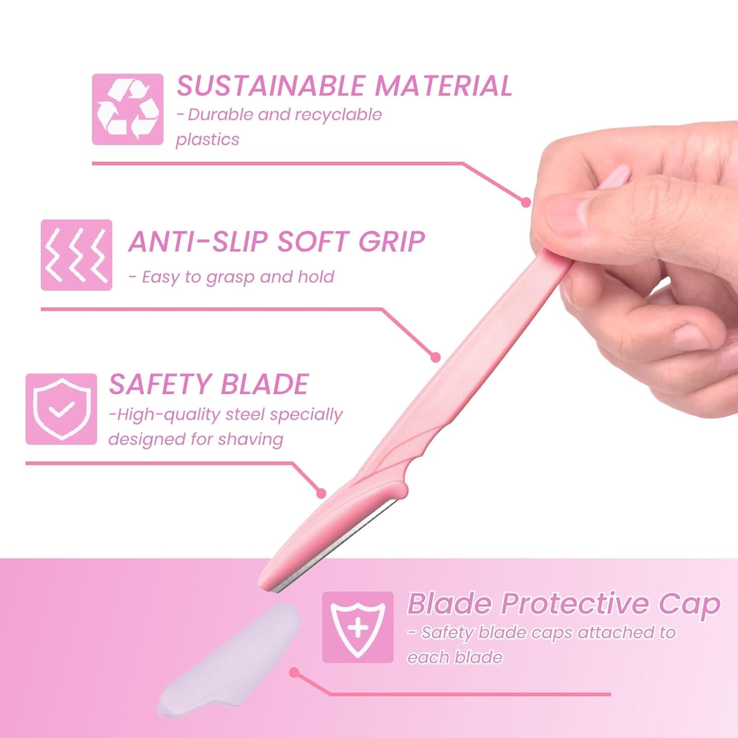 72 Pcs Eyebrow Razor and Face Razor for Women and Men, Safe and Beginner-Friendly Dermaplaning Tool with Protective Cover