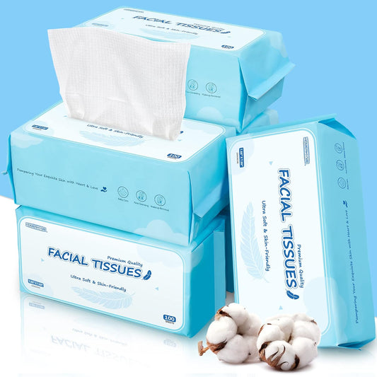 Facial Towel, 600 Count Face Wipes Makeup Remover Cloth, Bulk Disposable Biodegradable Ultra-Soft & Lint-Free, Unscented All-Purpose Washcloth for Travel, Skincare & Personal Cleansing