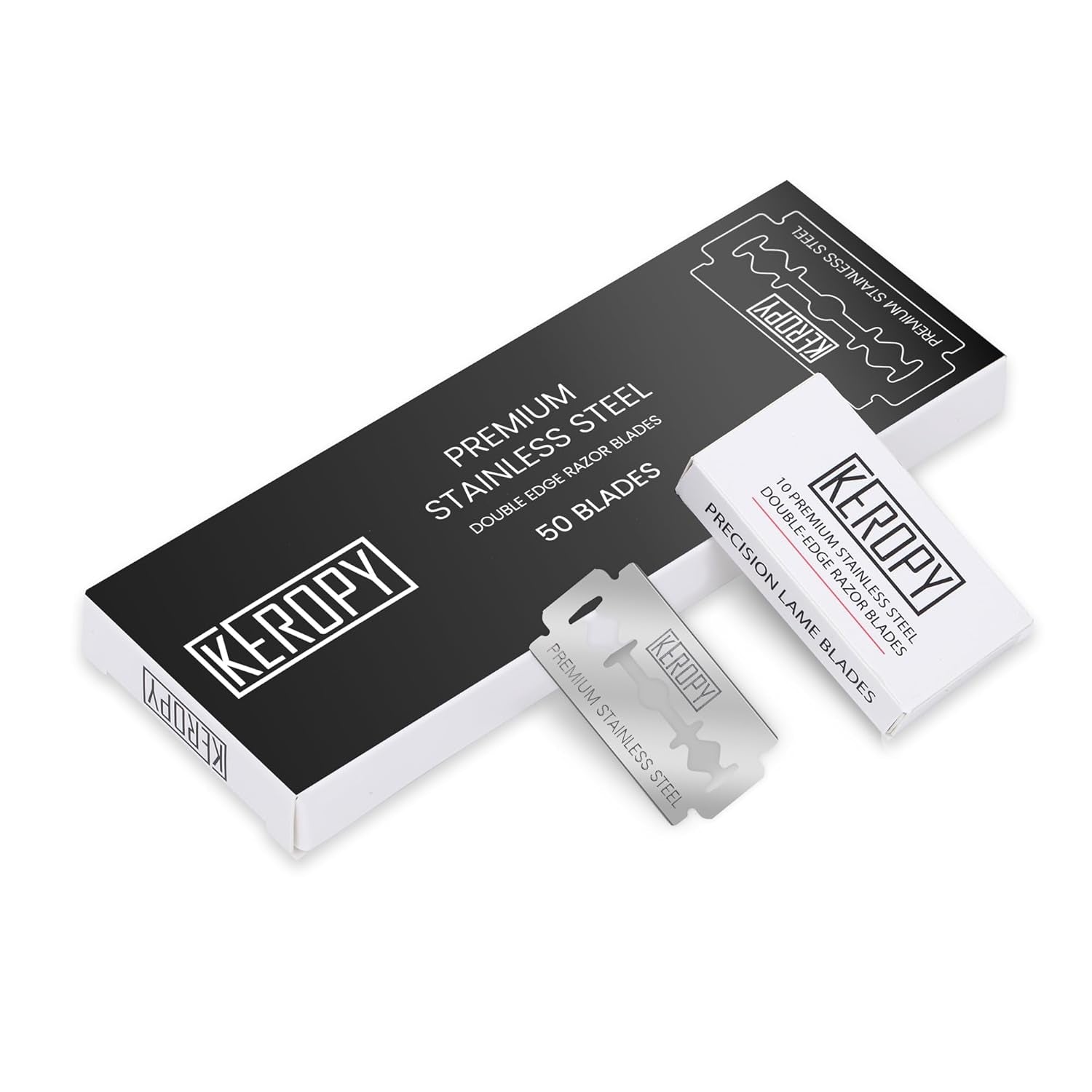 Double Edge Safety Razor Blades-50 Count Premium Razor Blades, Surgical Stainless Steel with Chromium Coating&3X Sharper Edges, Zero Irritation, Fits Most of Safety Razors, Sensitive Skin Safe