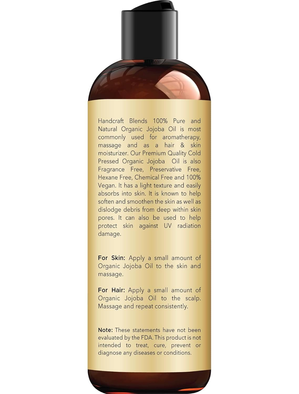 USDA Organic Jojoba Oil | Cold-Pressed | 8 Fl Oz | 100% Pure & Natural | for Hair, Skin & Face | Premium Grade Carrier Oil | for Massage & Aromatherapy | Hexane-Free
