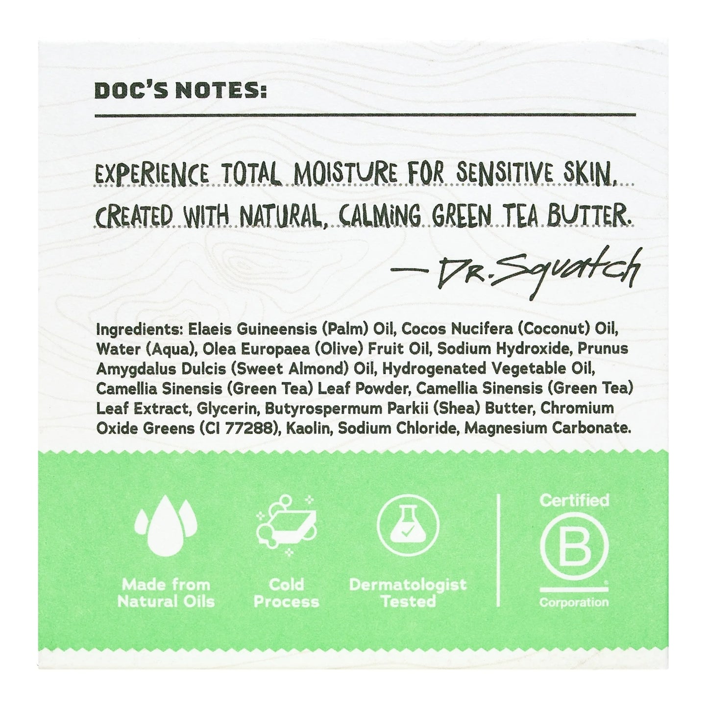 Green Tea Butter Total Moisture Natural Bar Soap for Men, 5 Oz