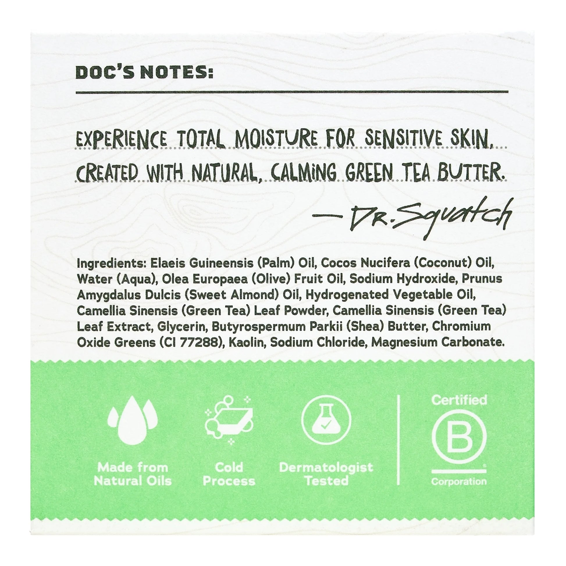 Green Tea Butter Total Moisture Natural Bar Soap for Men, 5 Oz