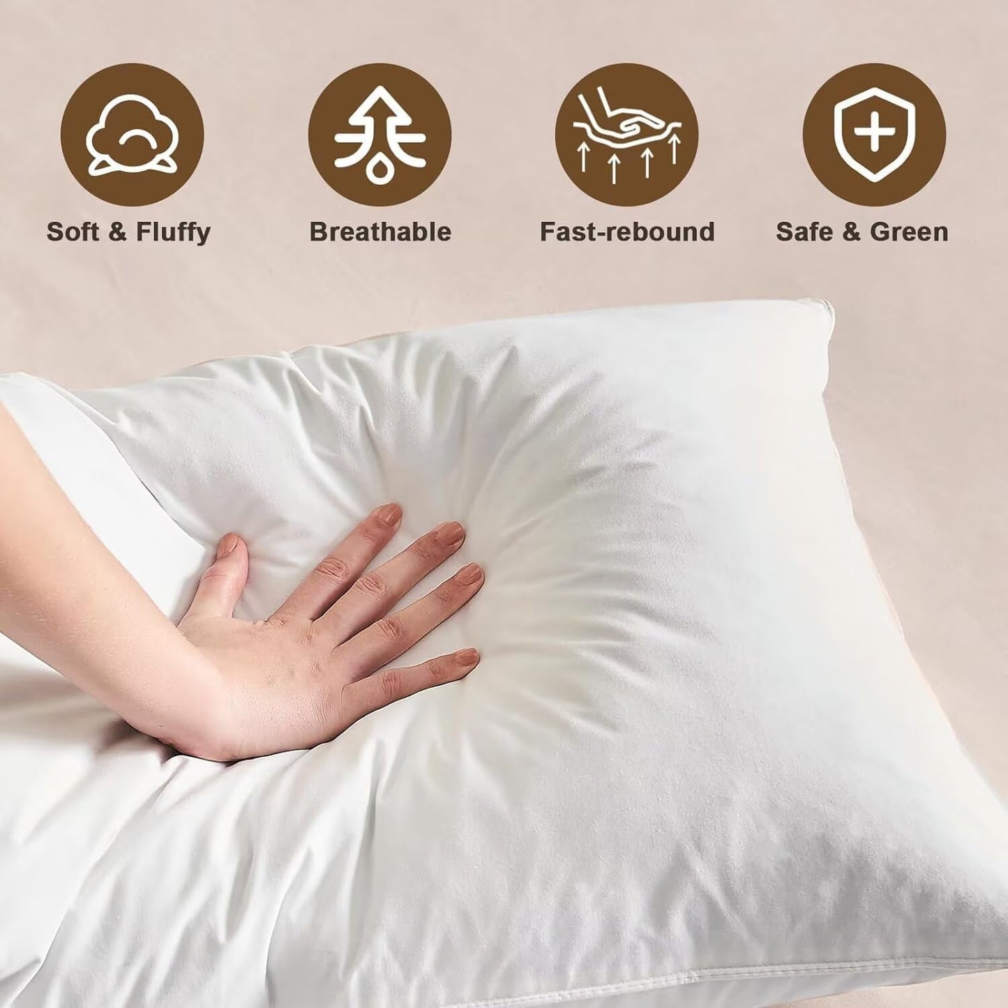 Goose down Feather Pillows Queen Size - Hotel Collection Bed Pillows for Sleeping Soft Pillow for Side and Back Sleepers with 100% Cotton Fabric