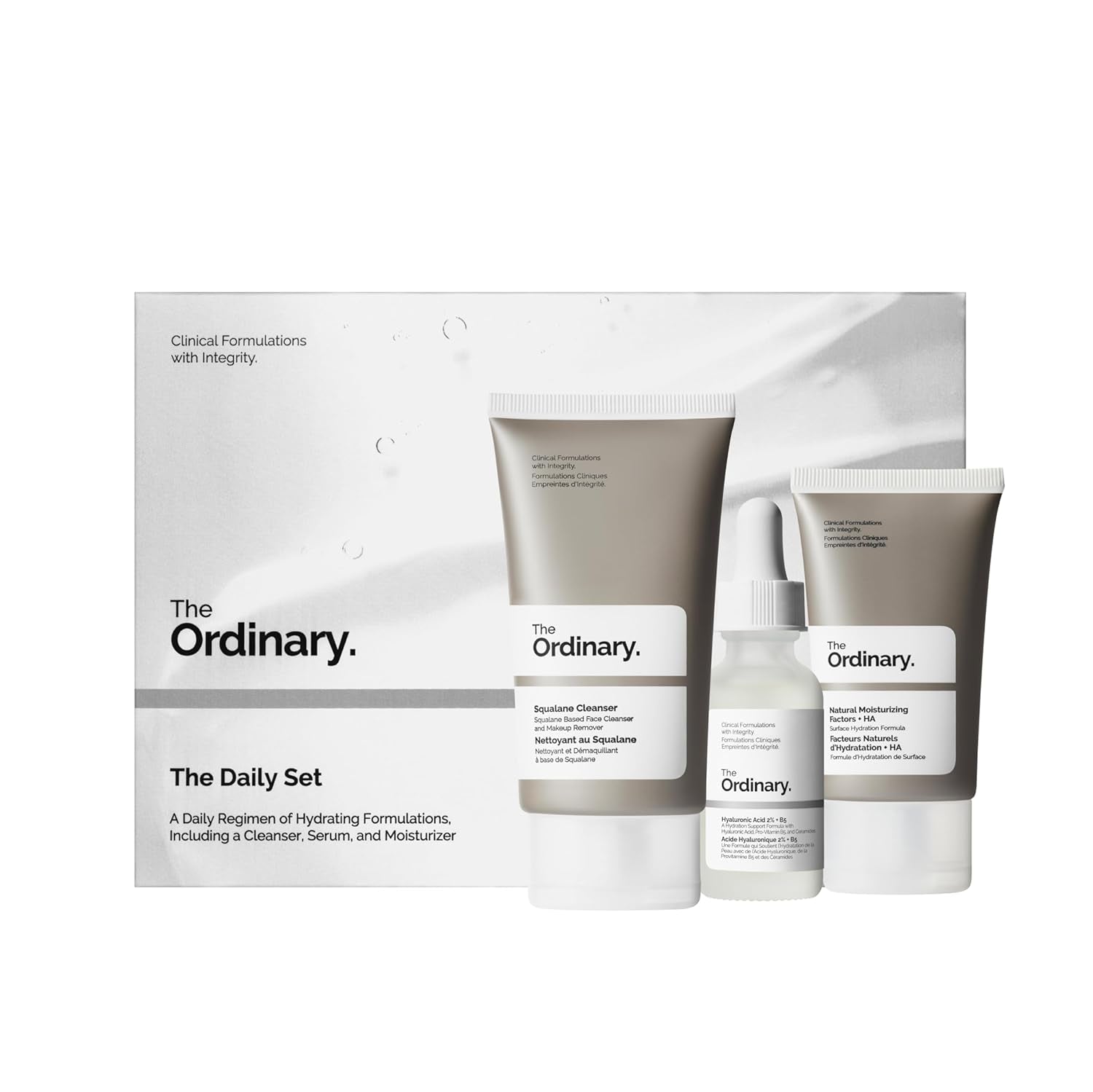 The Ordinary the Daily Set, Daily Skincare Routine with Squalane Cleanser, Hyaluronic Acid 2% + B5, and Natural Moisturizing Factors + HA | Skin Care Set