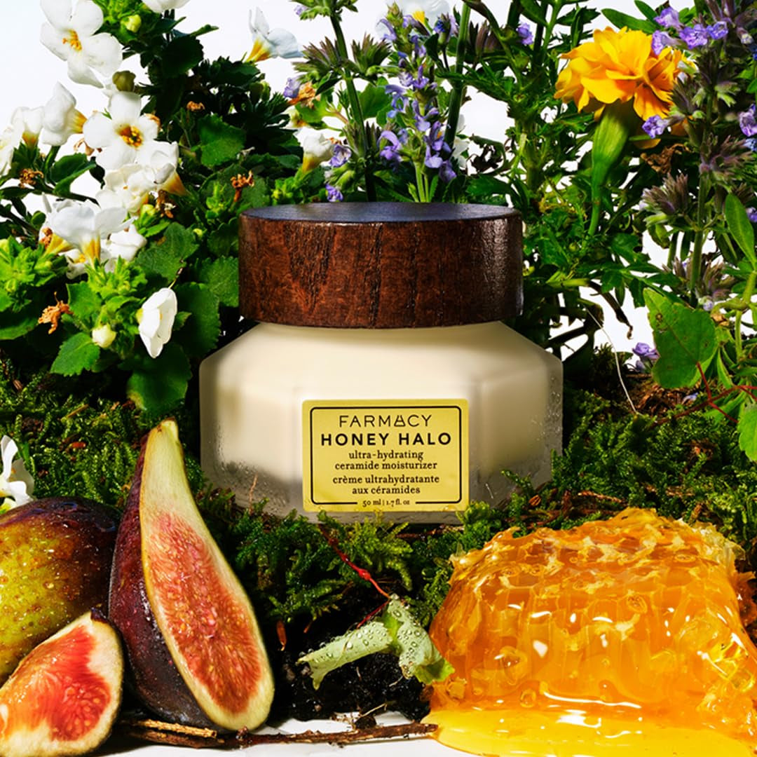 Ceramide Face Moisturizer - Honey Halo Hydrating Facial Moisturizer for Dry Skin - Plumps, Soothes + Restores Skin with Potent Ceramides + Buckwheat Honey for a Dewy, Healthy Glow (15Ml)