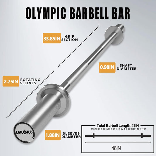  Barbell Bar, 48-Inch , Fits 2-Inch Weight Plates, (350LBS Weight Capacity）