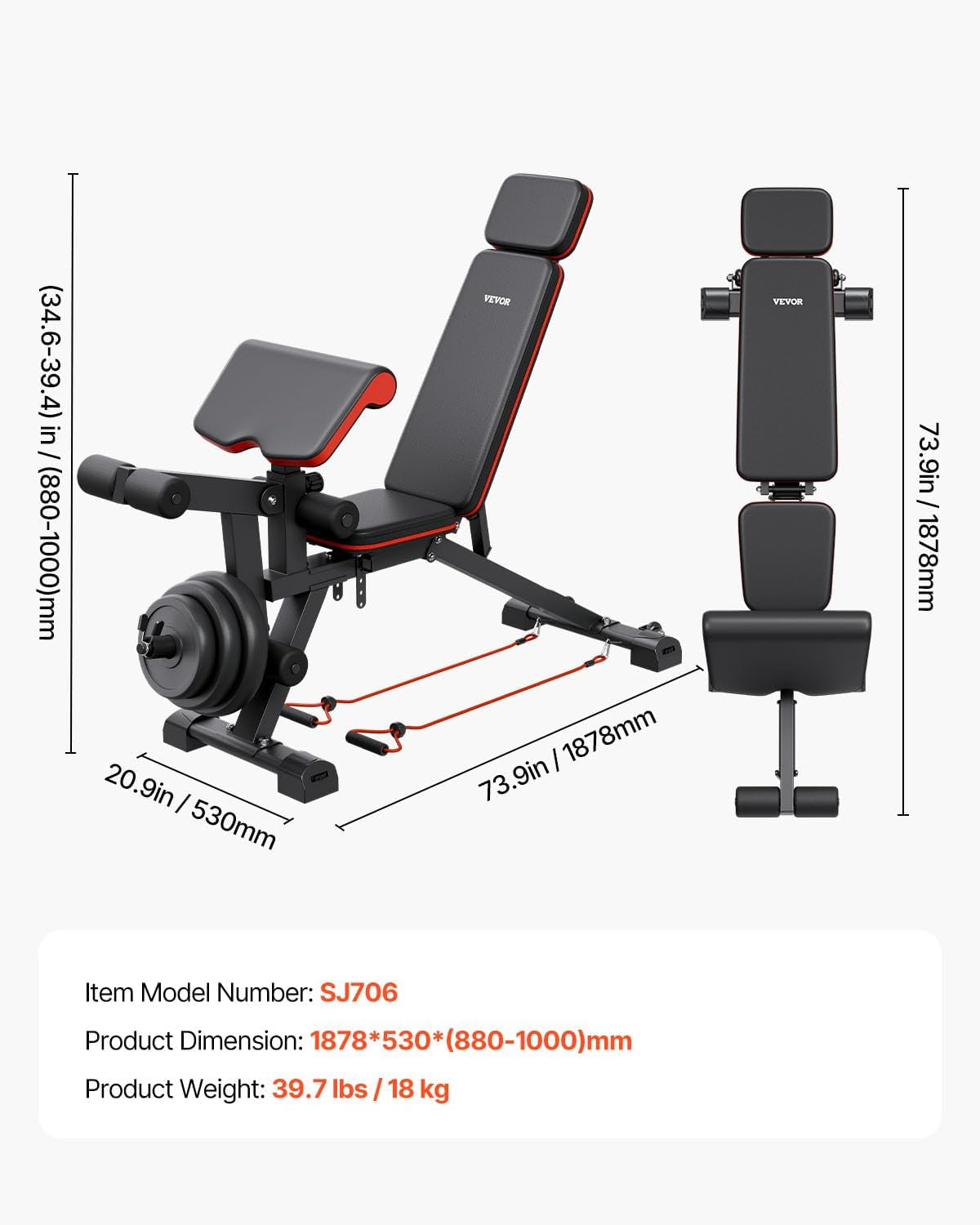 Weight Bench Sit up Bench for Home Gym Strength Training Workout Adjustable