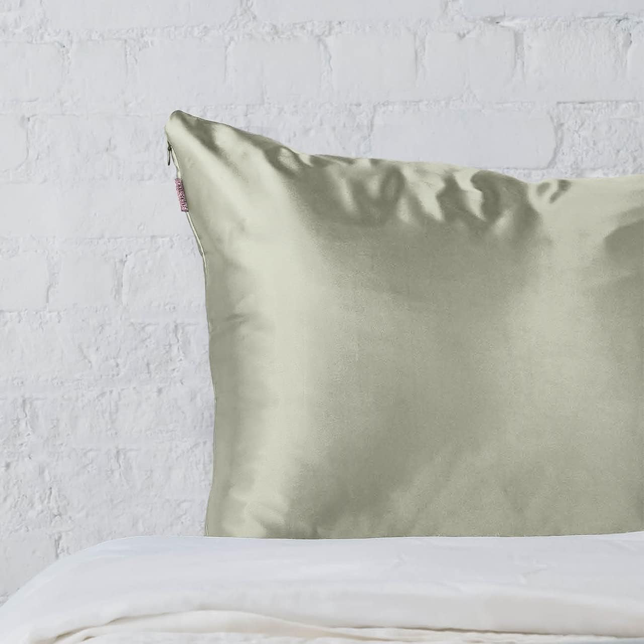 Satin Pillowcase with Zipper for Hair & Skin, Softer than Silk Pillow Cases Queen, Wrinkle-Free, Smooth and Cooling Satin Pillow Covers, Standard Size 19"X26" - Sage
